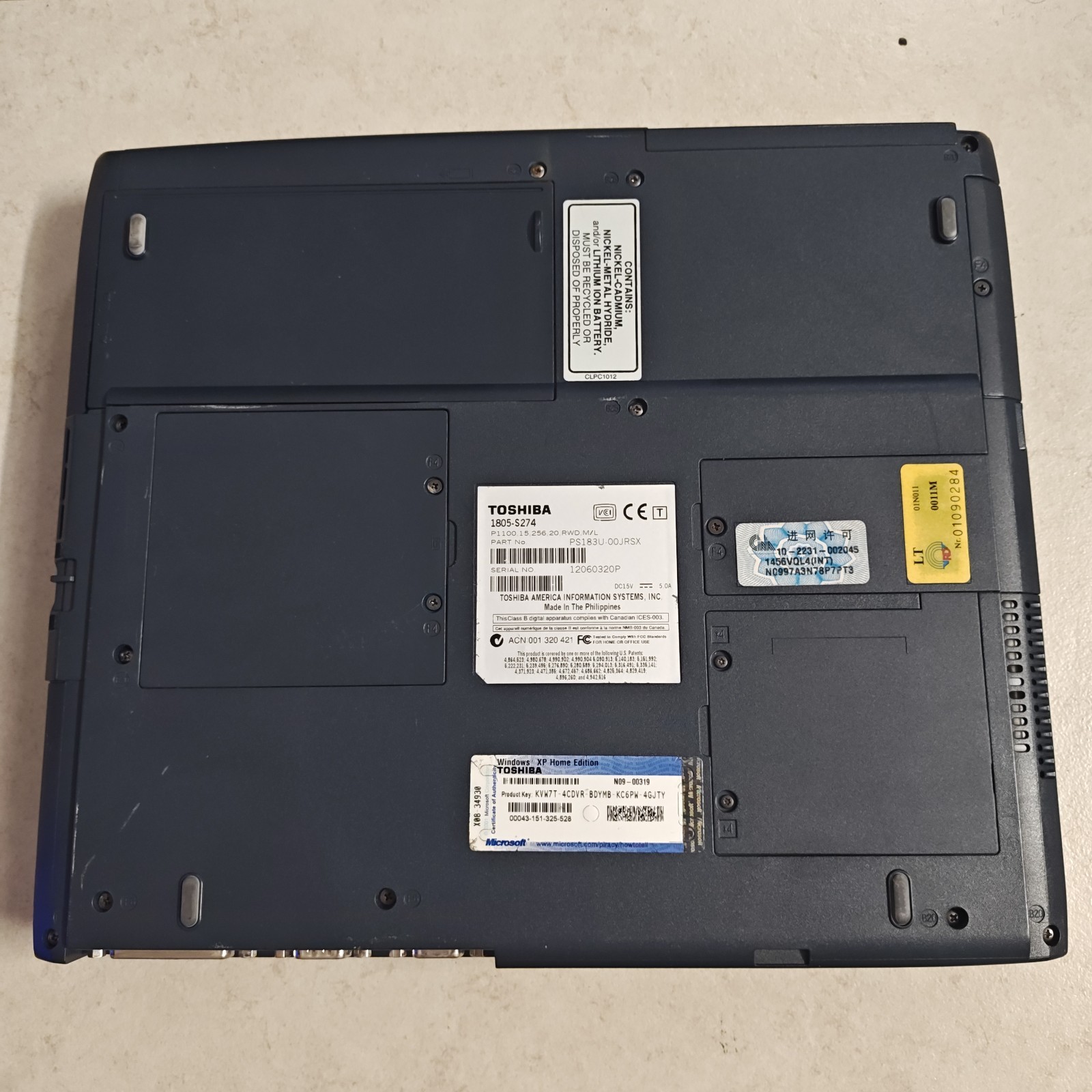 Toshiba Satellite 1805-S274 15″ Windows XP Laptop – 20GB HDD/256MB RAM #3902