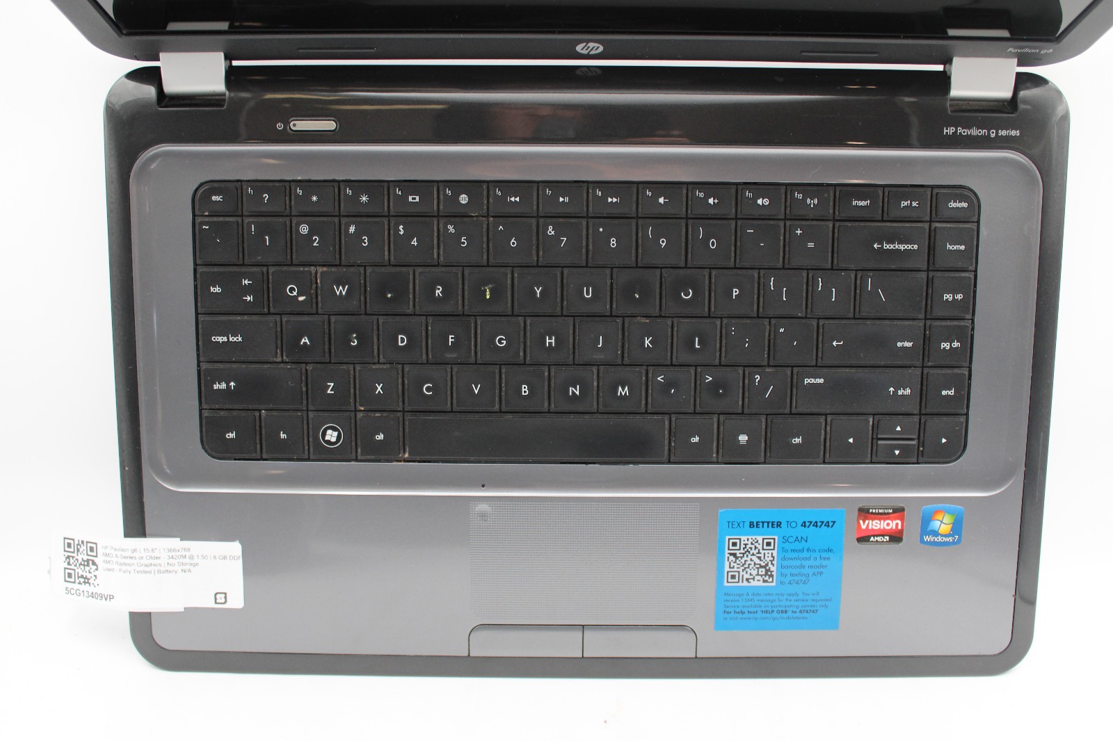 HP Pavilion G6 AMD A8-3520M @1.6 GHz 8GB RAM No SSD No OS Radeon