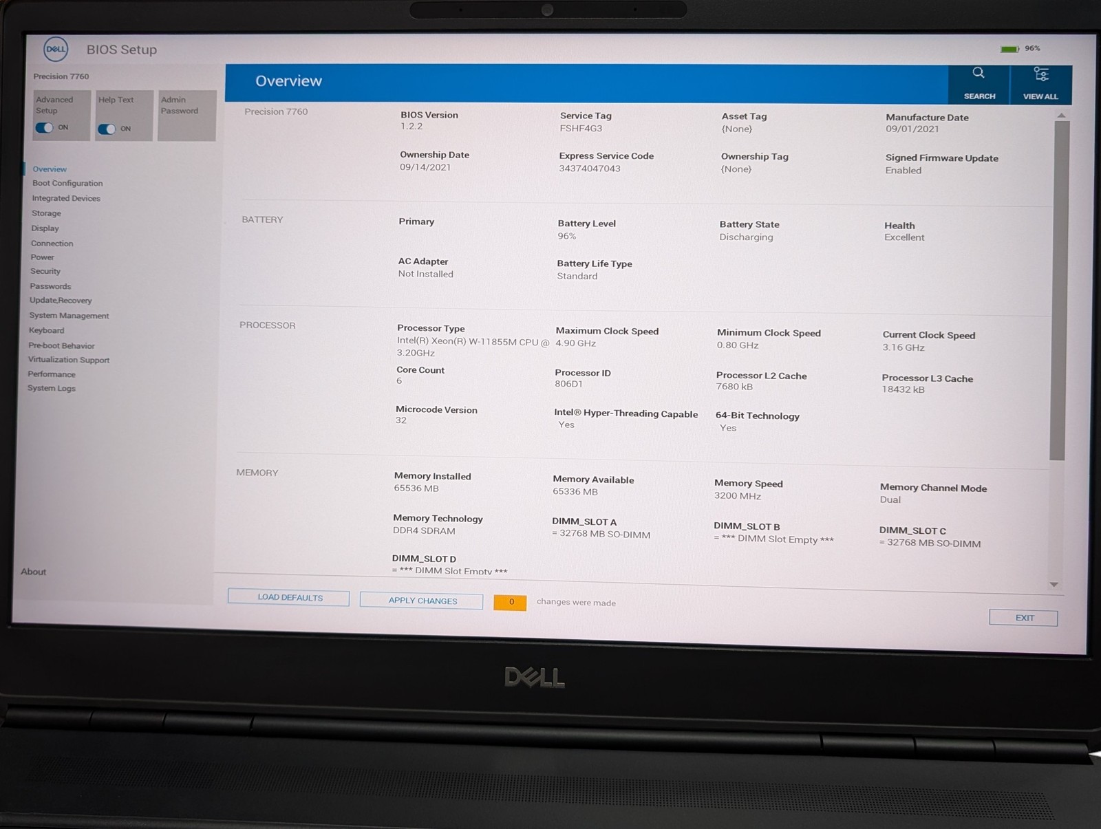 Dell Precision 7760 Xeon(R) W-11855M 64GB RAM 1TB SSD – Grade B Low Battery