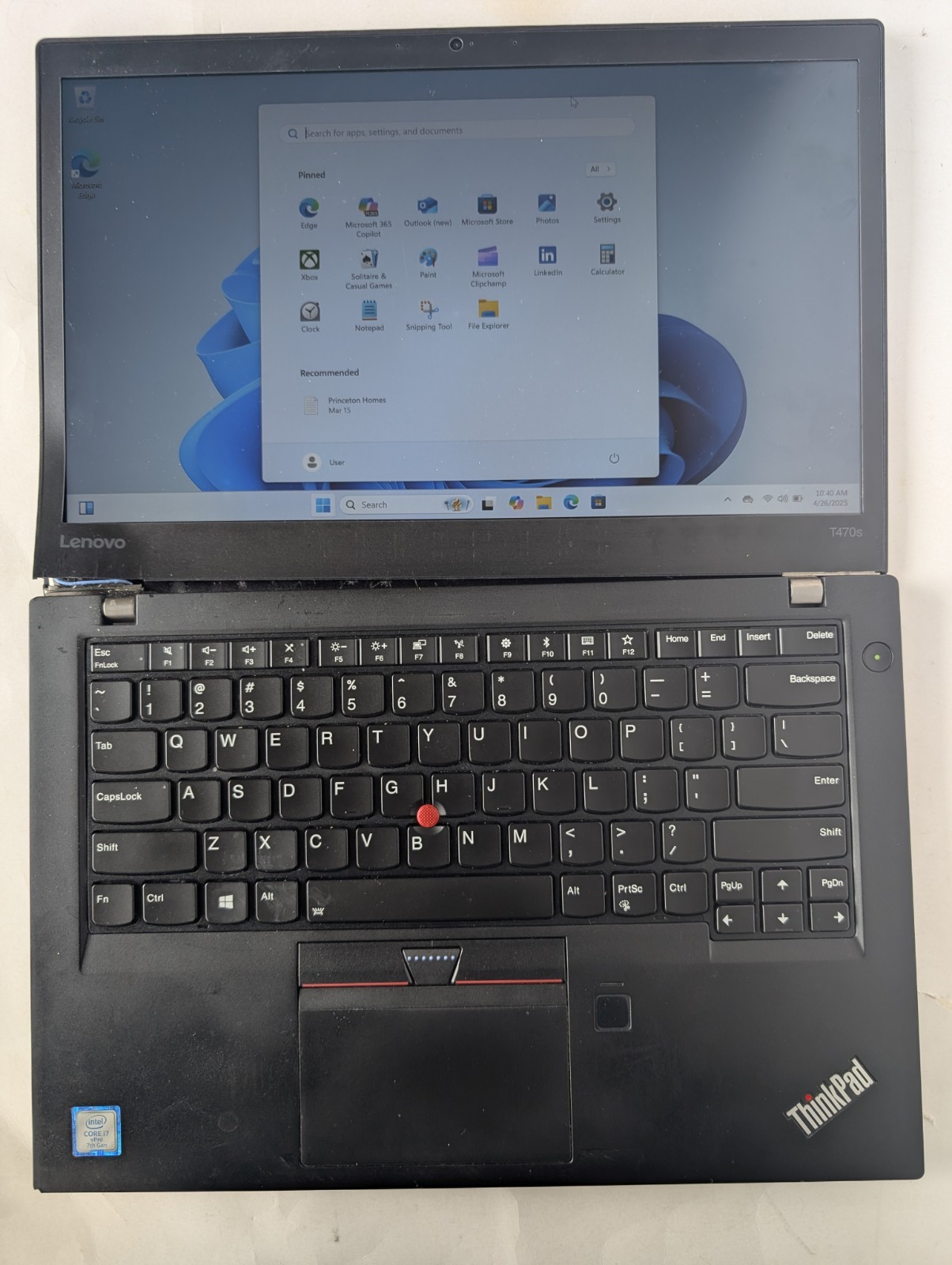 Lenovo ThinkPad T470s, i7-7600U 2.80Ghz, 8GB RAM, 256GB SSD BKLT Win 11