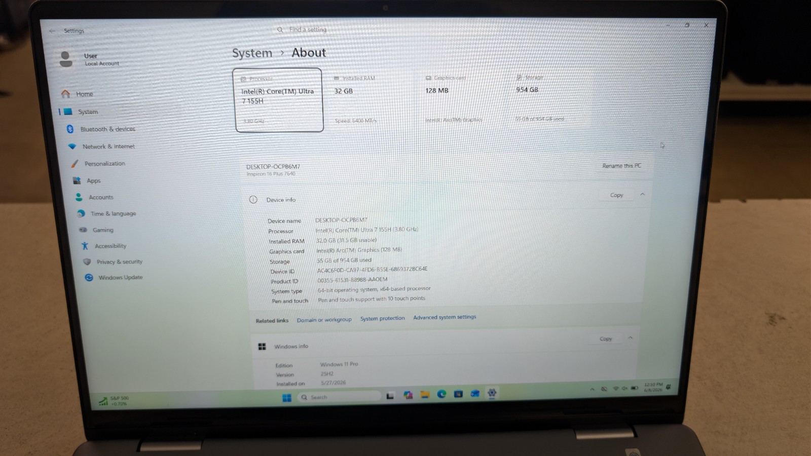 Dell Inspiron 16 Plus 7640 Intel Core Ultra 7-155H 32GB RAM 1TB SSD
