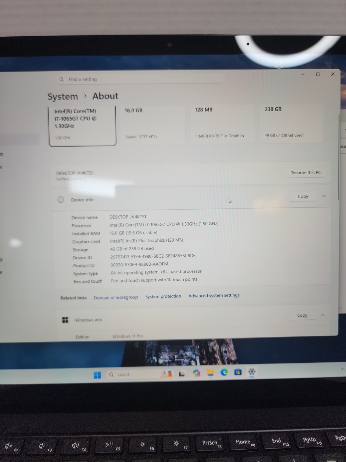 1 MICROSOFT SURFACE LAPTOP 3 (1868) i7-1065G7 16GB 256GB BACKLIT TOUCH W11PRO