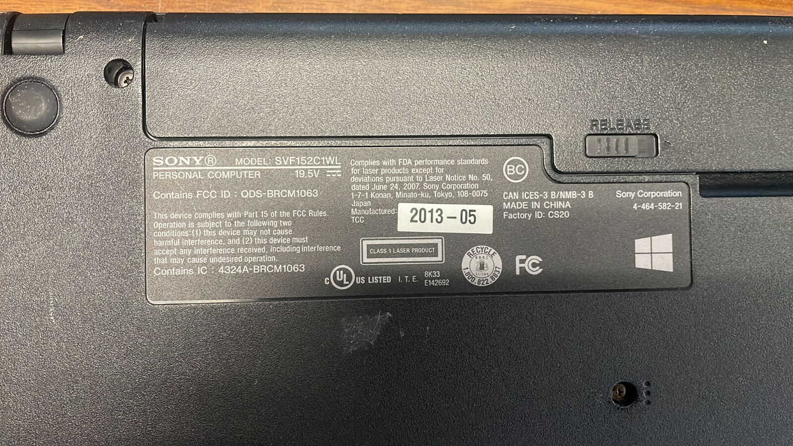 Sony SVF152C1WL Intel Core i7 5th gen Personal Computer NO RAM NO HDD NO OS