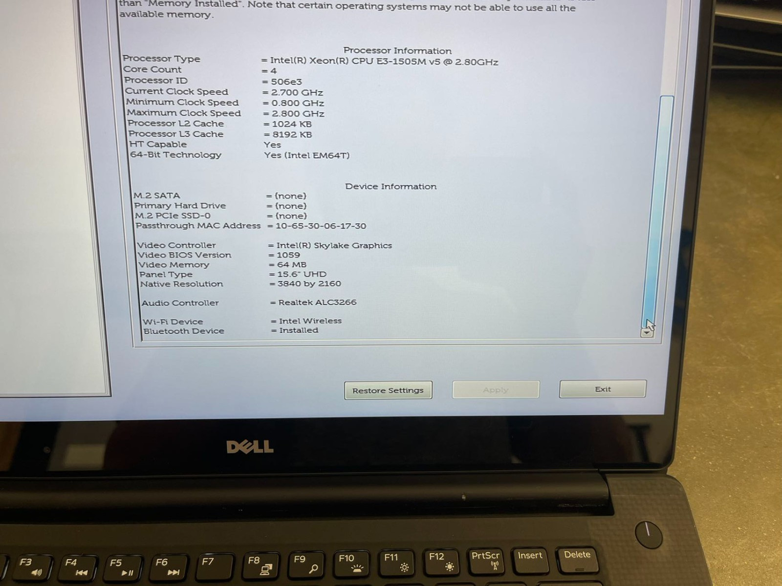 LOTX6 Dell Precision 5520 15.6″ Xeon E3-1505M M1200 SCREEN MOTHERBOARD *READ*