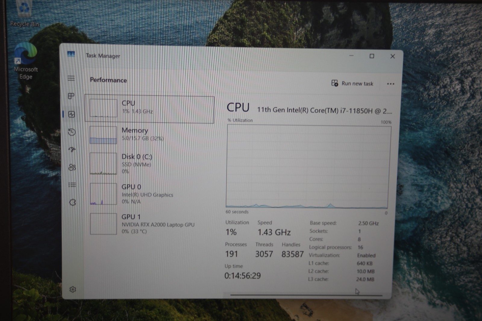 Lenovo ThinkPad P15v Gen 2 Intel i7-11850H 2.5Ghz 16GB DDR4 256GB NVMe A2000