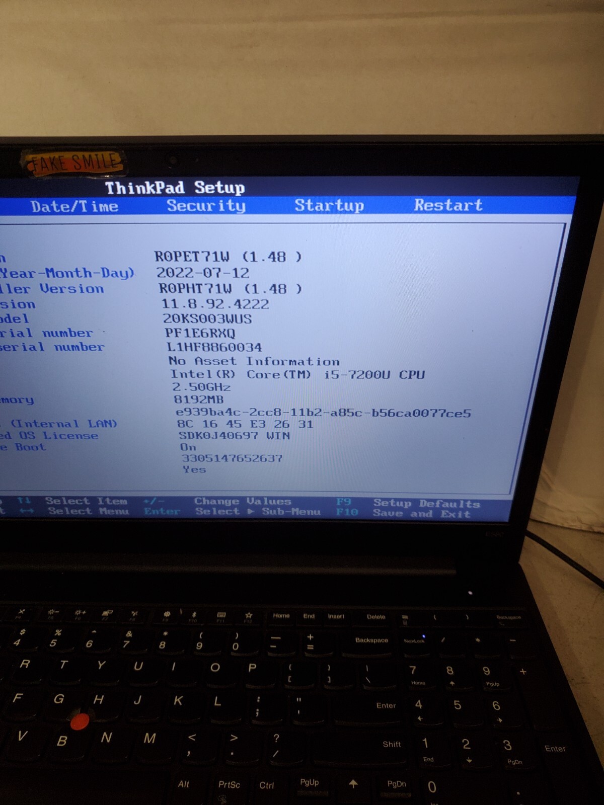 Lenovo ThinkPad E580 15.6″ i5-7200U 2.5GHz 8GB RAM No SSD/HDD/OS/BACK-COVER! #69