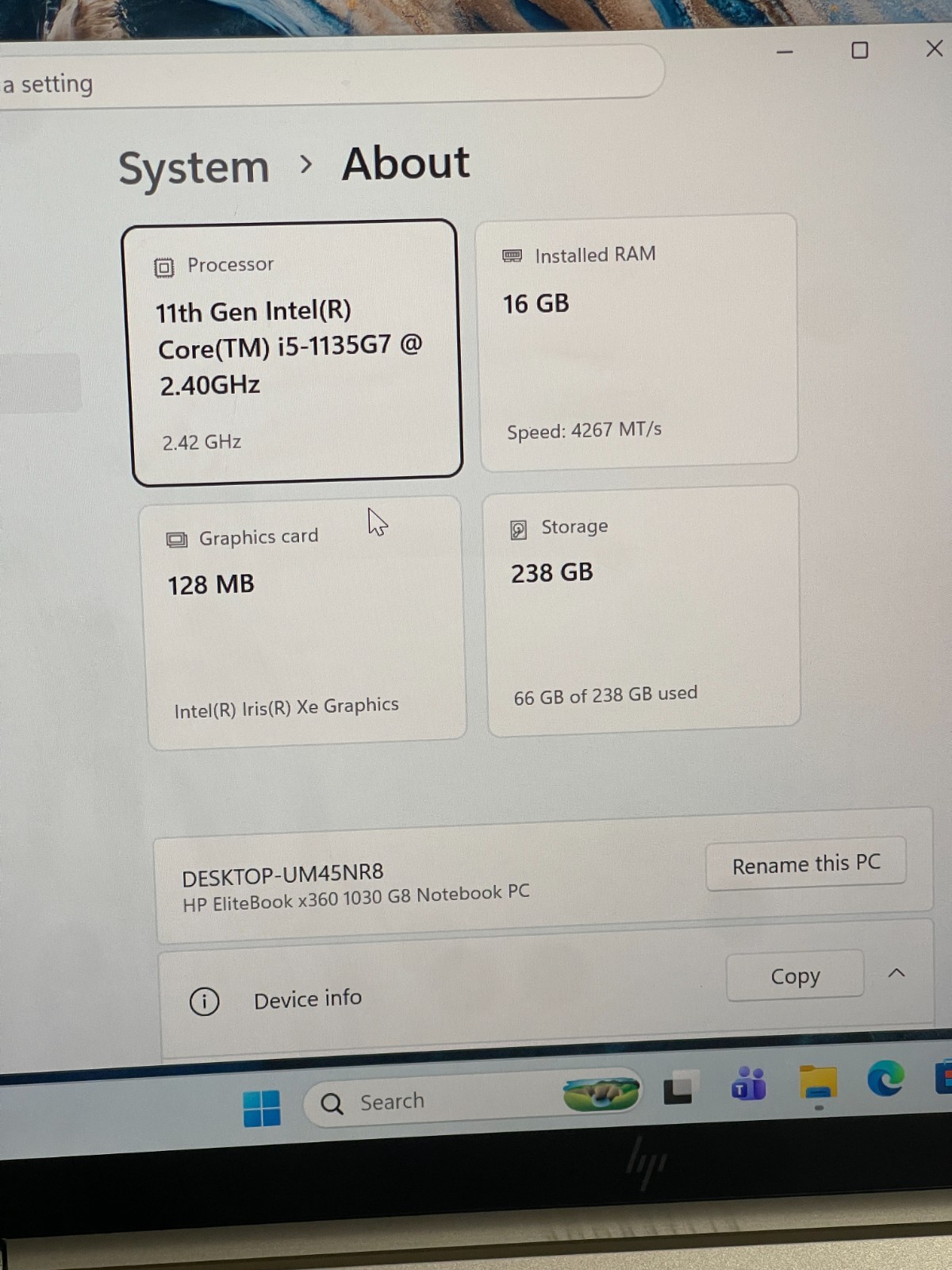HP Elitebook X360 830 G8 Core I5 -1145G7 2.6GHz 16GB 2 in 1 Touchscreen.