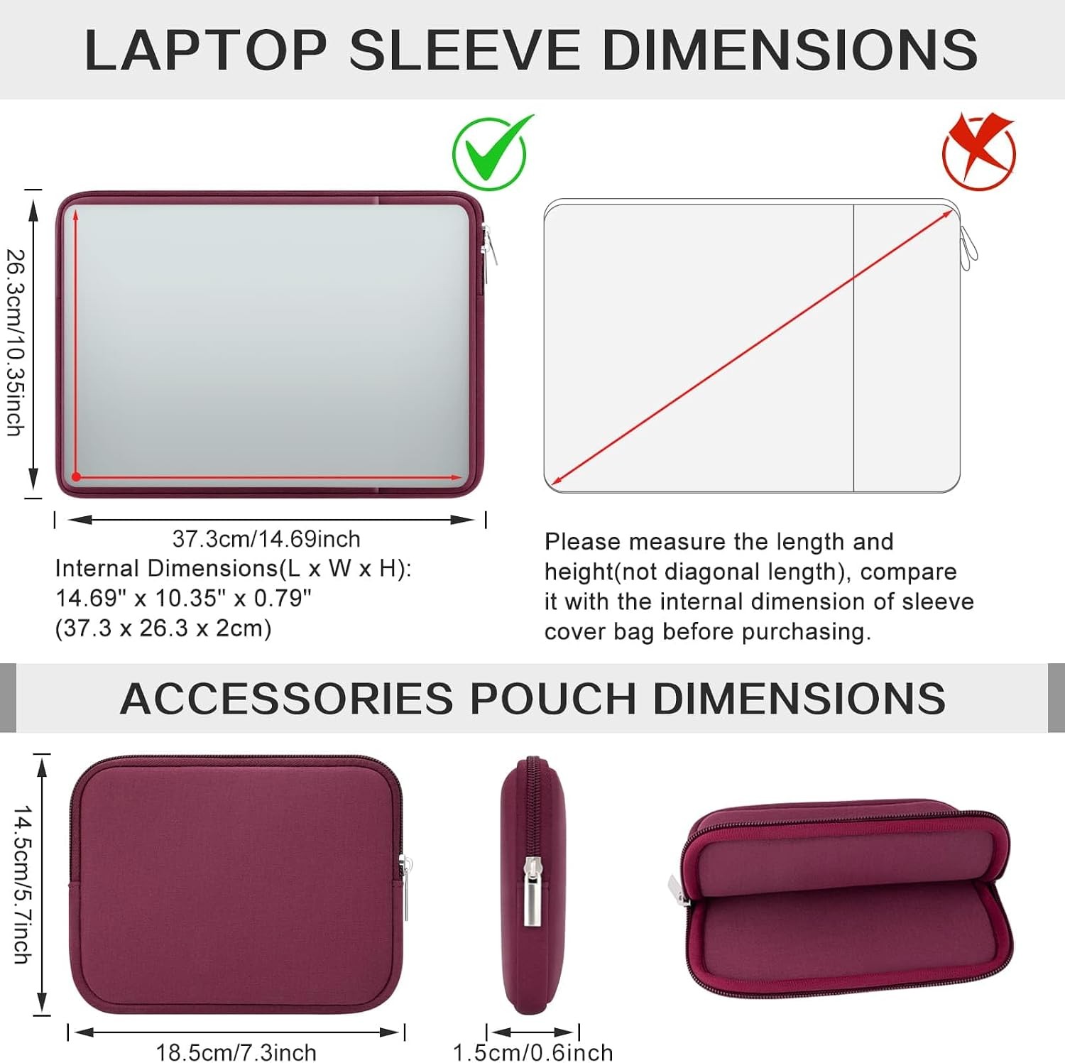 16 Inch Laptop Sleeve Soft Case with Front Pocket & Accessories Pouch for 16″ Ma
