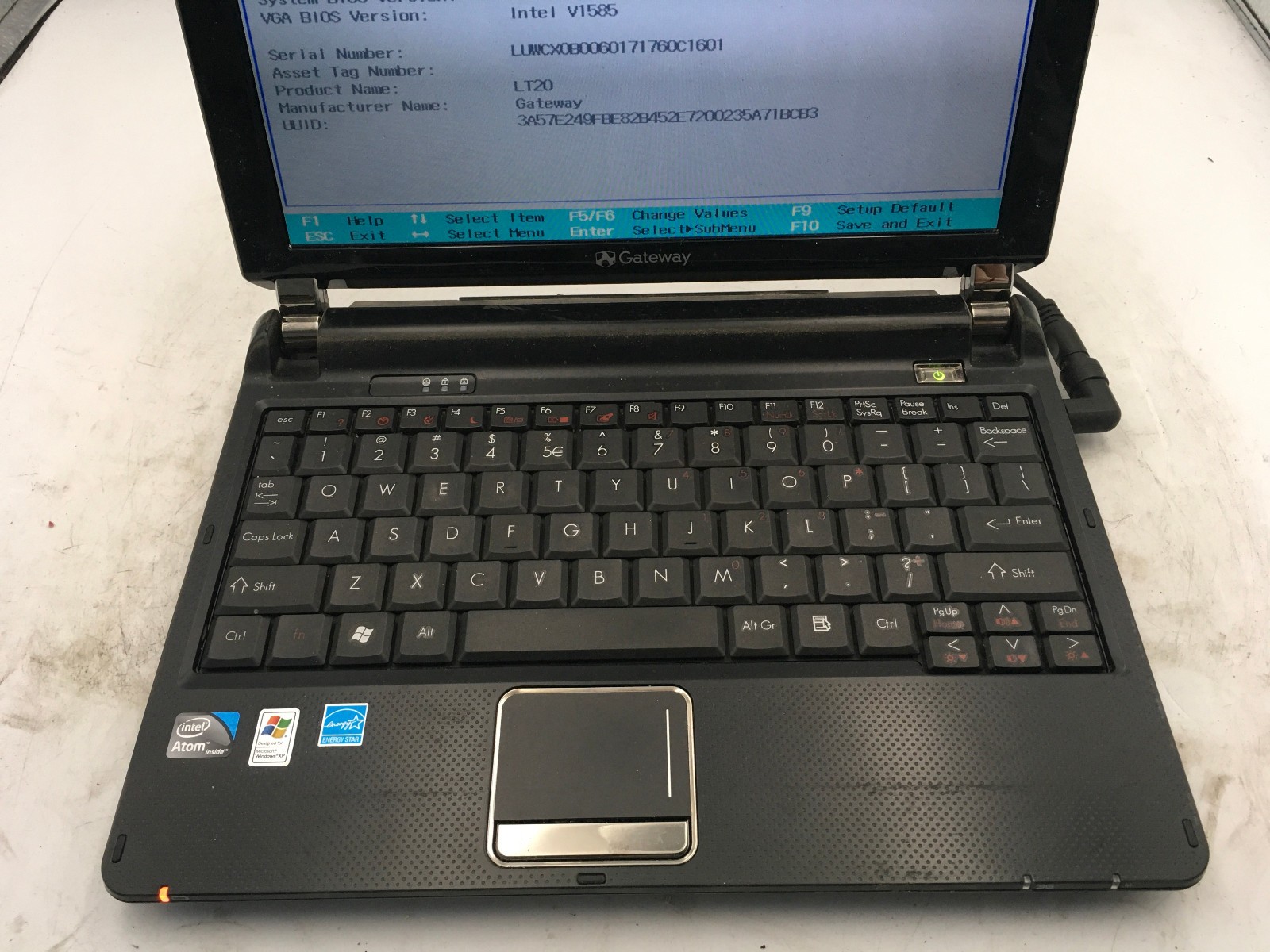 GATEWAY XF KAV60 – BOOTS TO BIOS – INTEL ATOM N270 – 1GB RAM – 10″ -READ DESC-BB