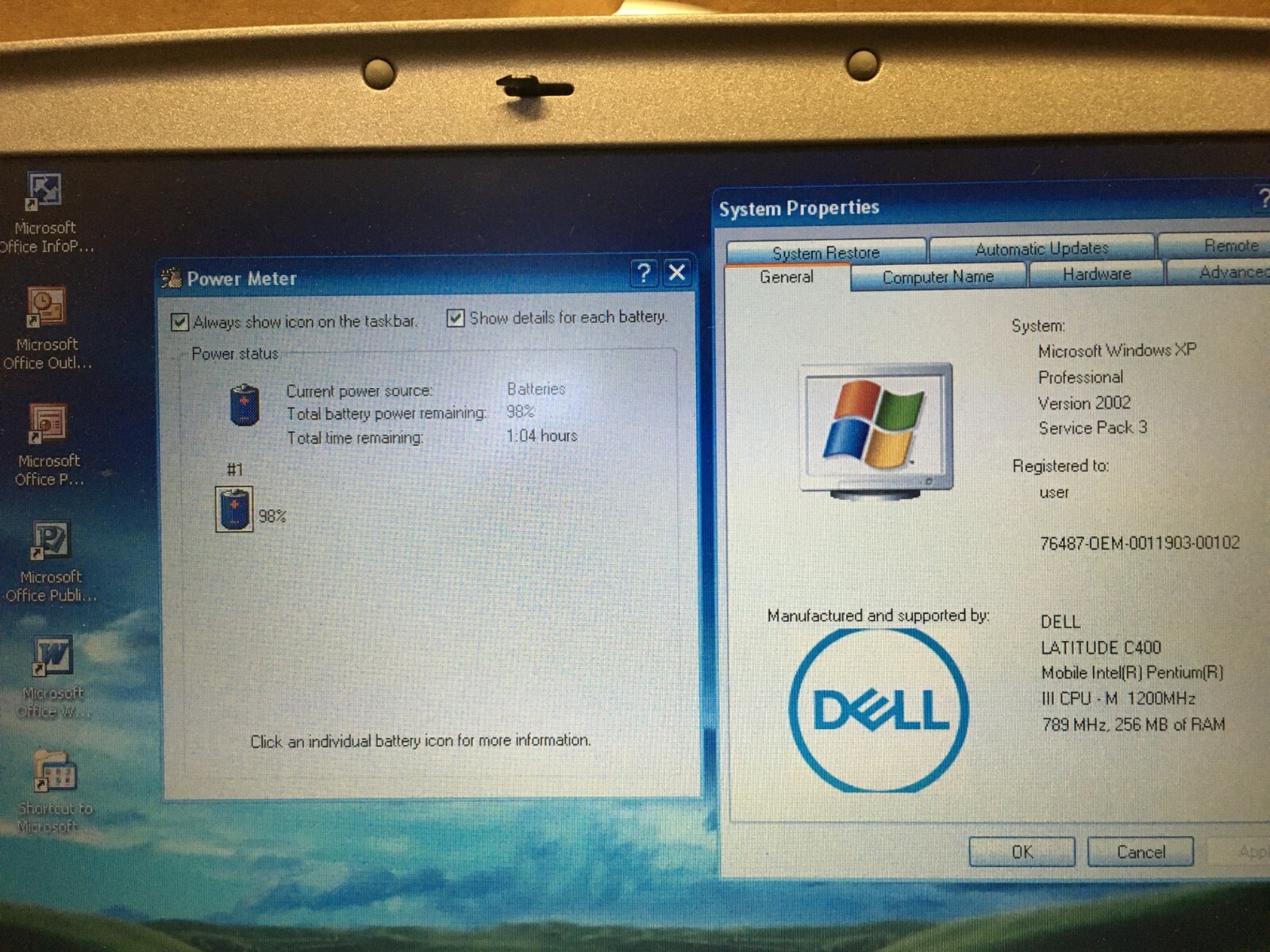 DELL LATITUDE C400 LAPTOP PENTIUM III 1.20GHz 256MB 30GB HDD WINDOWS XP