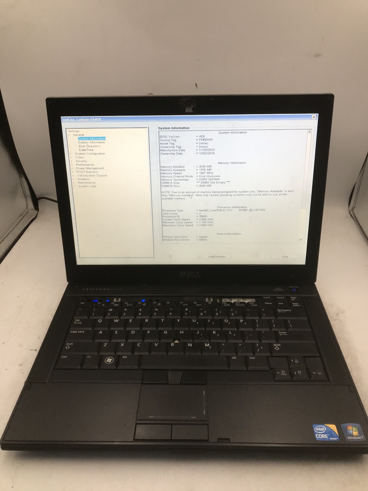 DELL LATITUDE E6410 – BOOTS TO BIOS – INTEL I5 M580 – NO RAM – READ DESCRIP – BB
