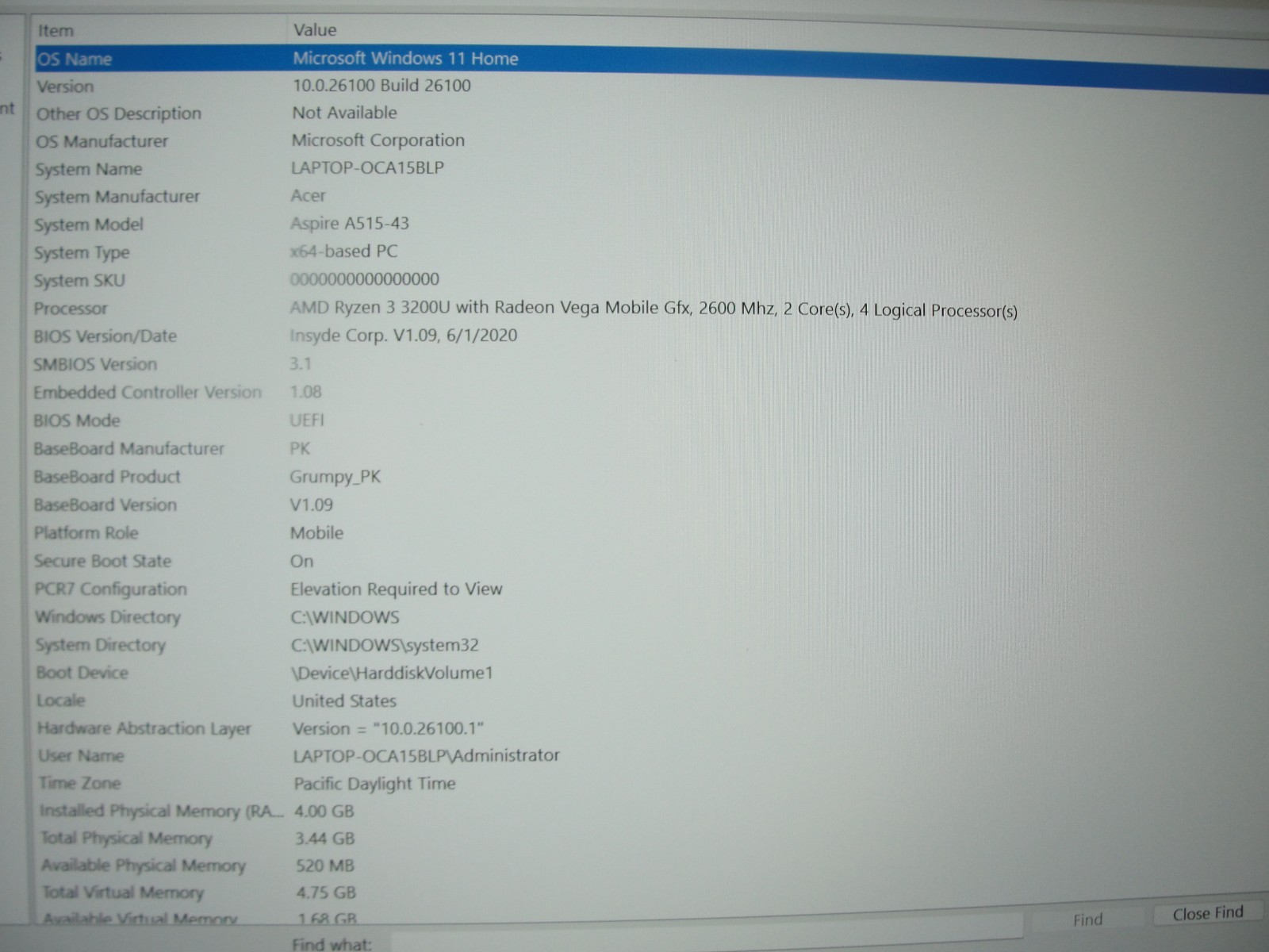 Acer Aspire 5 A515-43-R19L 15.6″FHD AMD Ryzen 3 3200U 2.6GHz 4GB RAM 128GB SSD