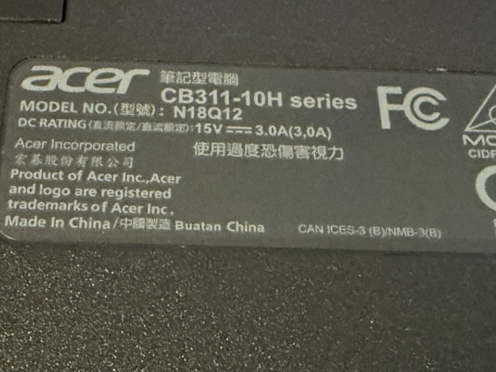 Acer Chrome Book N18Q12 11.5” Screen