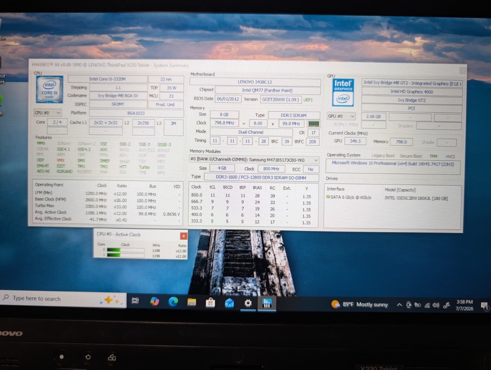 Lenovo ThinkPad X230 Tablet | i5 3rd 8GB RAM 180GB SSD | HD Windows 10 Pro
