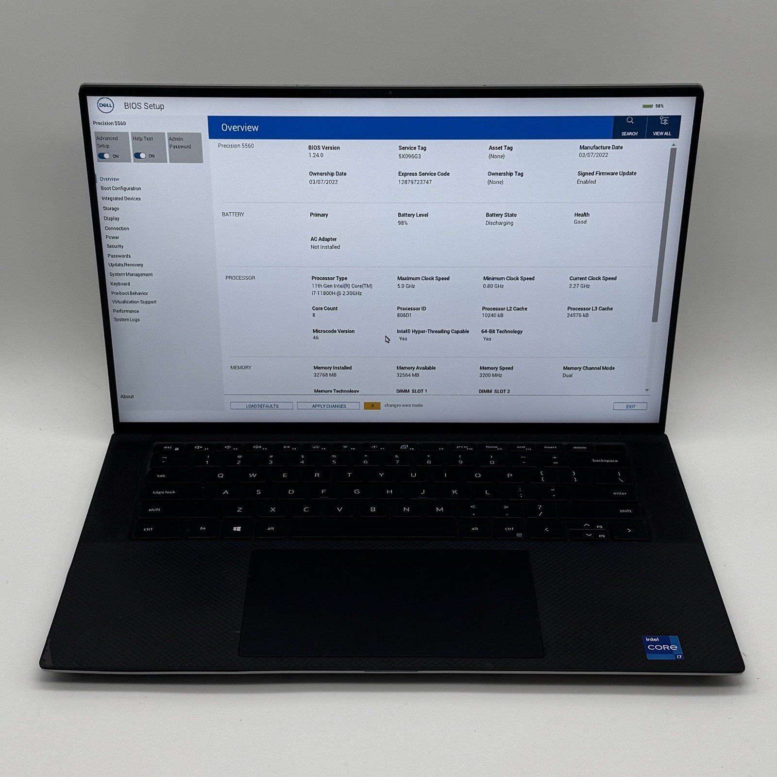 Dell Precision 5560 15.6″ FHD+ | i7-11800H 2.30GHz | Quadro T1200 | No RAM/SSD