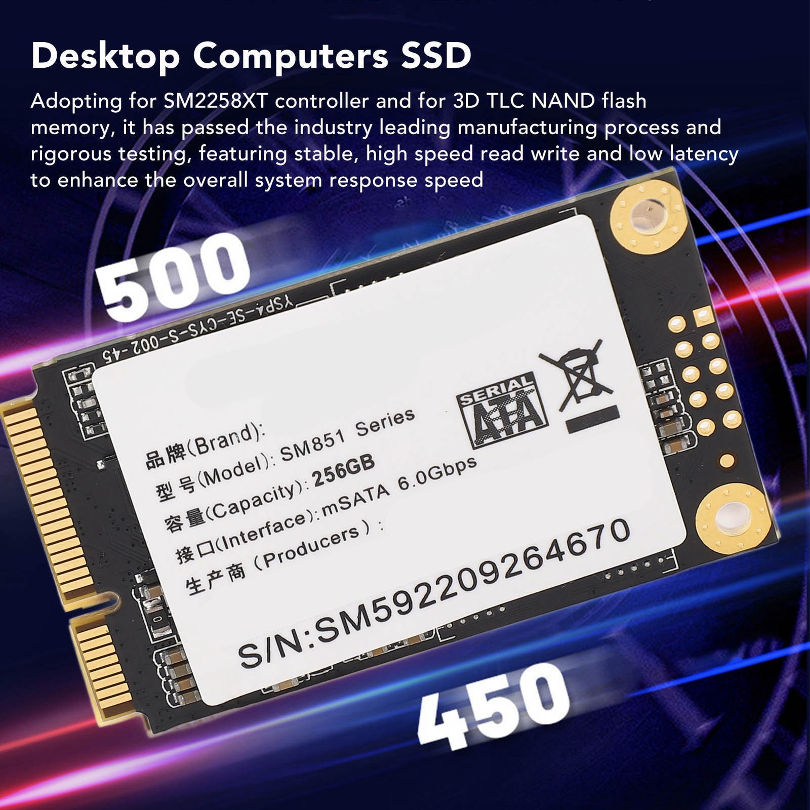 Laptop SSD Performance 500MB/S Read Speed For Desktop Computers With 3D NAND