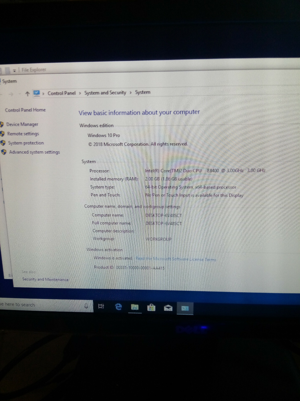 Lenovo M58P Intel Core 2 Duo CPU 3.00Ghz, Ram 2GB,win 10, Ms Office 2016