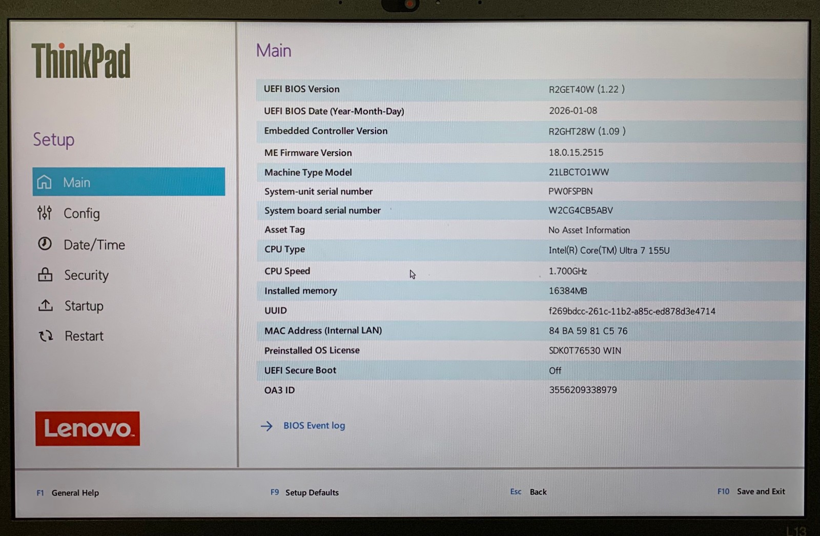 Lenovo ThinkPad L13 Gen 5 14″ Ultra 7 155U 16GB RAM 1TB NVMe, Remote Managed