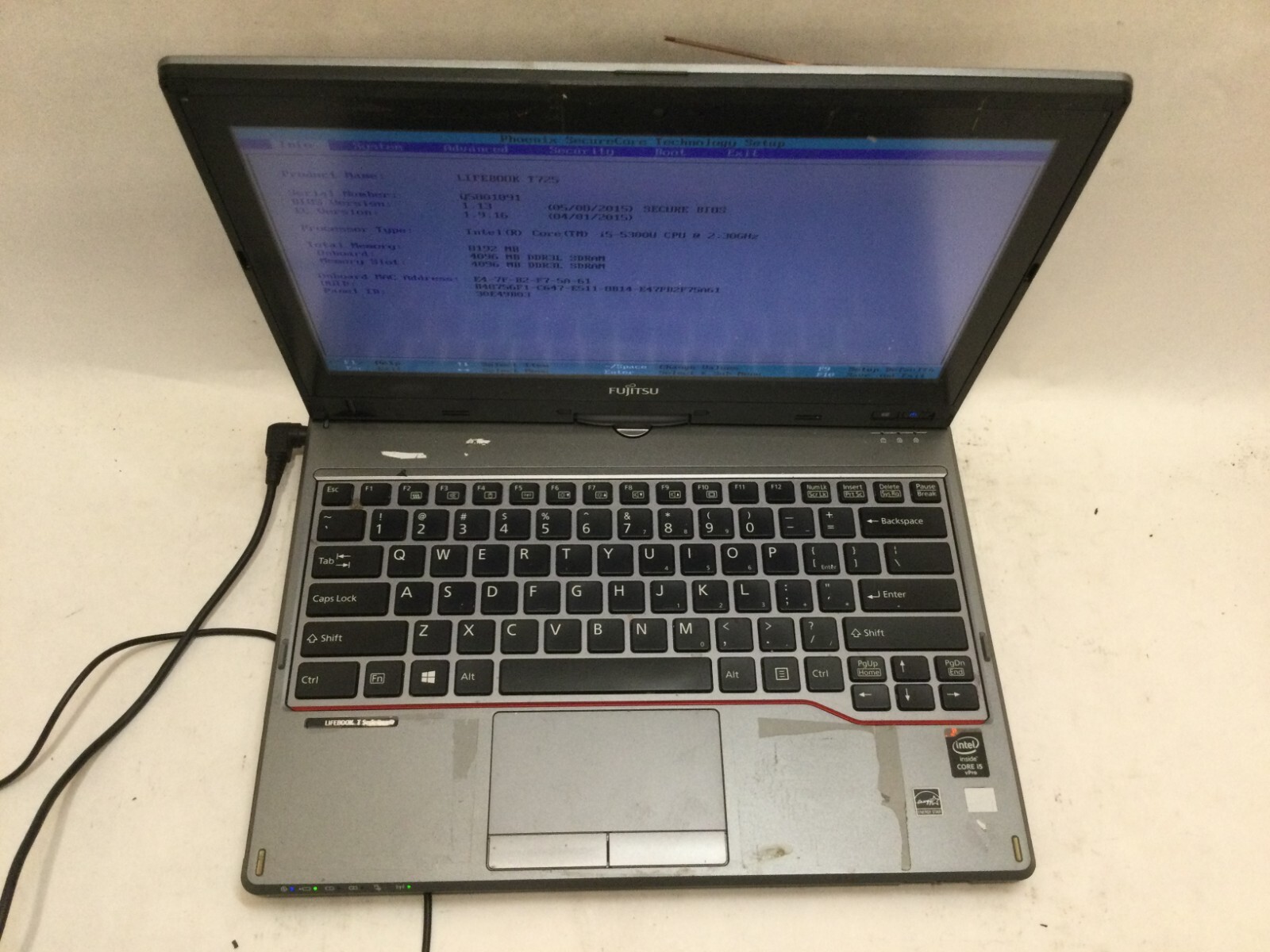 Fujitsu Lifebook T725 2-in-1 / Intel Core i5-5300U @ 2.30GHz / (MISSING PARTS)MR
