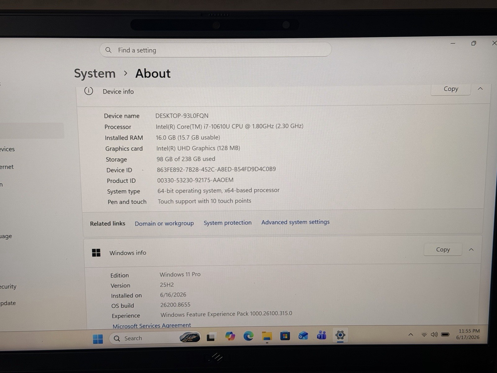 Touch Screen Dell Latitude 7410 14″ i7-10610U 1.80GHz 16 GB RAM 256Gb SSD
