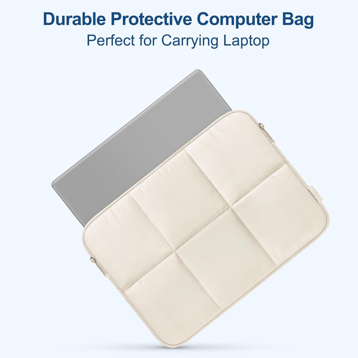 Puffy Laptop Sleeve 13-14 inch, 360 Protective Case for MacBook Air 13, Sand