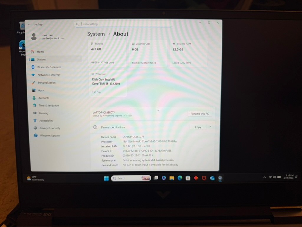HP Victus 15.6 FHD 144Hz Gaming Laptop i5 32G 1TB SSD RTX4050 6G 15-FA1082WM