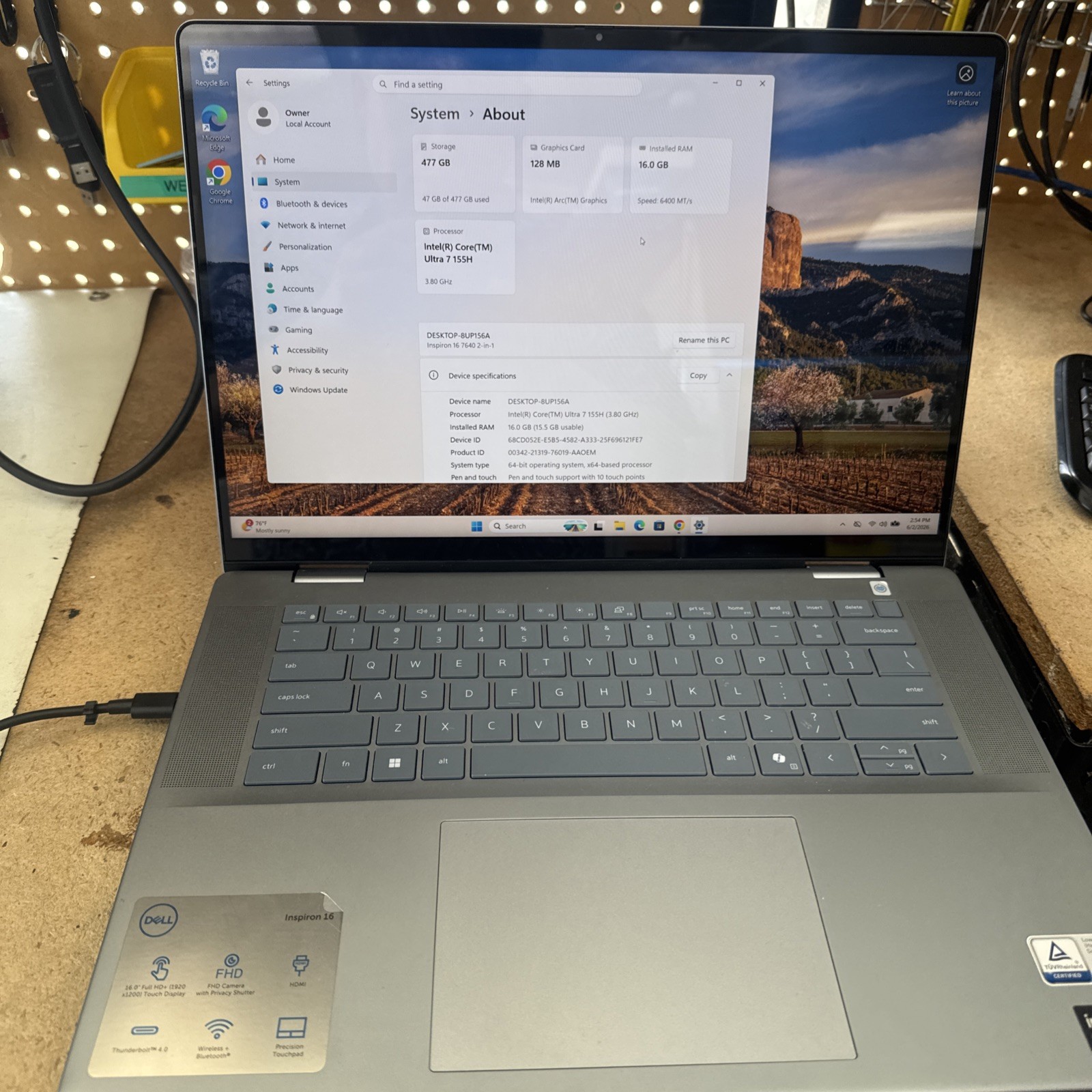 dell inspiron 16 7640 2in1 I7 Ultra 16GB 512GB NVMe Windows11 Great Condition
