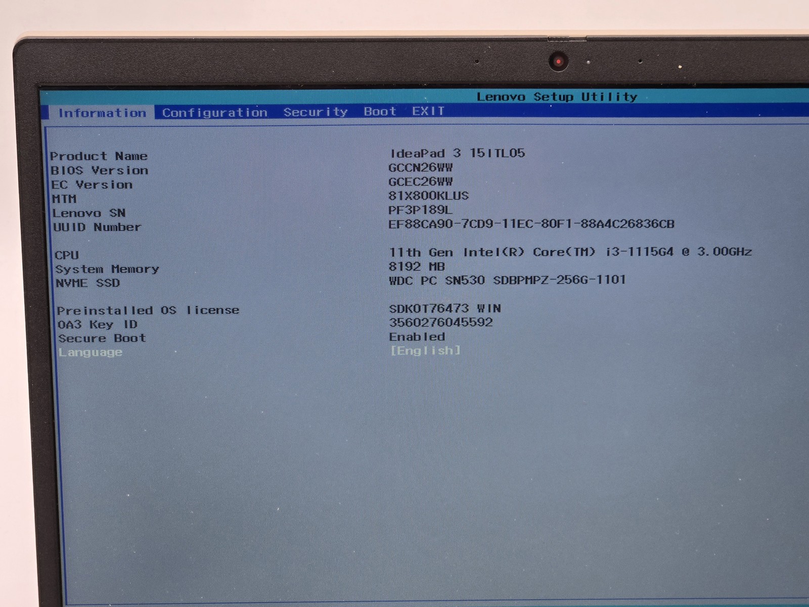 Lenovo IdeaPad 3 15.6″ Touch i3-1115G4 8GB 256GB SSD Win11