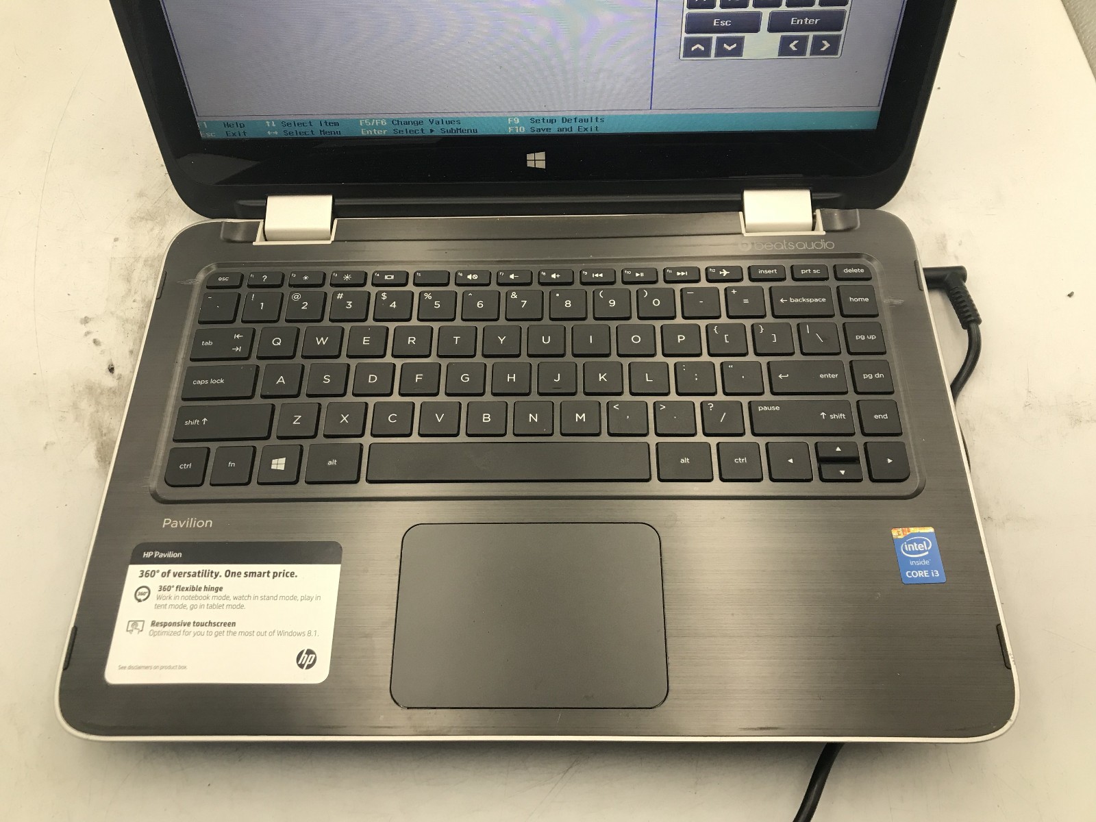 HP 13 A010DX – BOOTS TO BIOS – INTEL I3 4030U – 4GB RAM – NO OS – READ DESC – BB
