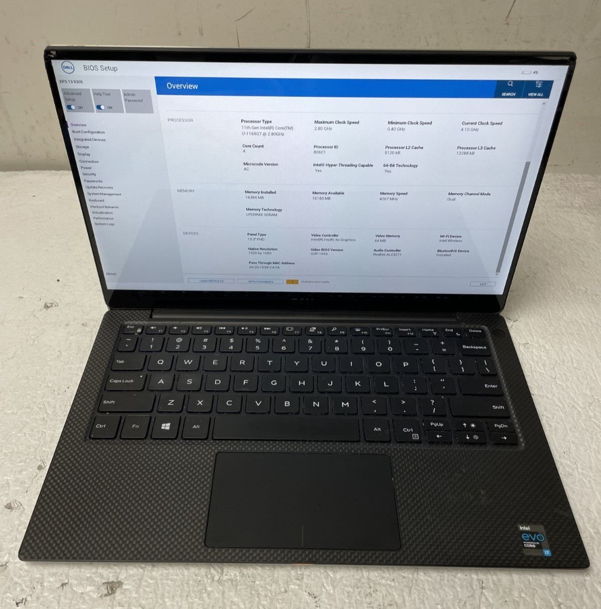Dell XPS 13 9305 Core i7-1165G7 @2.80GHz 16GB RAM NO SSD Touchscreen Parts *READ