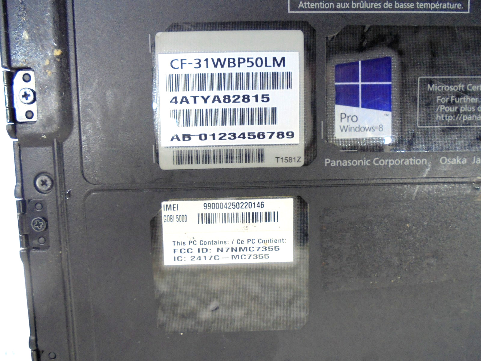 Panasonic Toughbook CF-31 MK4,i5-3340M @2.7GHz. NO HDD,NO caddy & NO Power Adapt