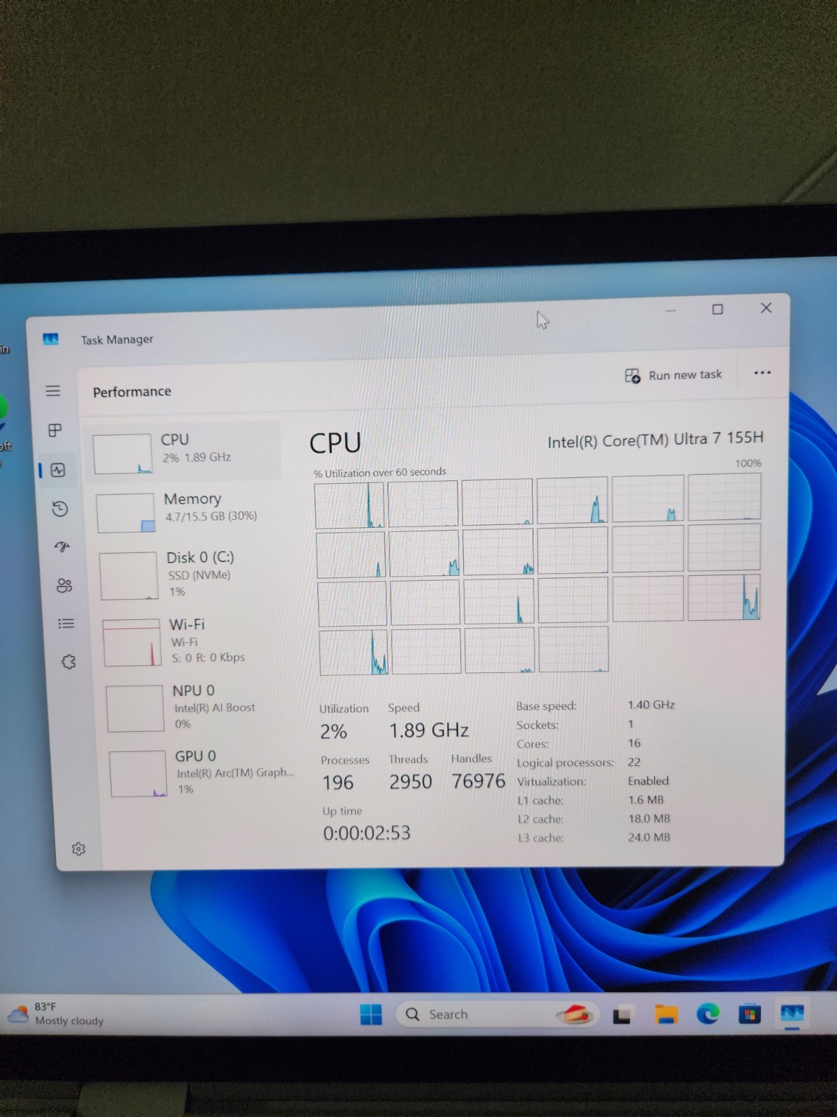 HP Elite x360 1040 G11 2‑in‑1, Intel Core Ultra 7  165H, 16 GB RAM, 512GB SSD