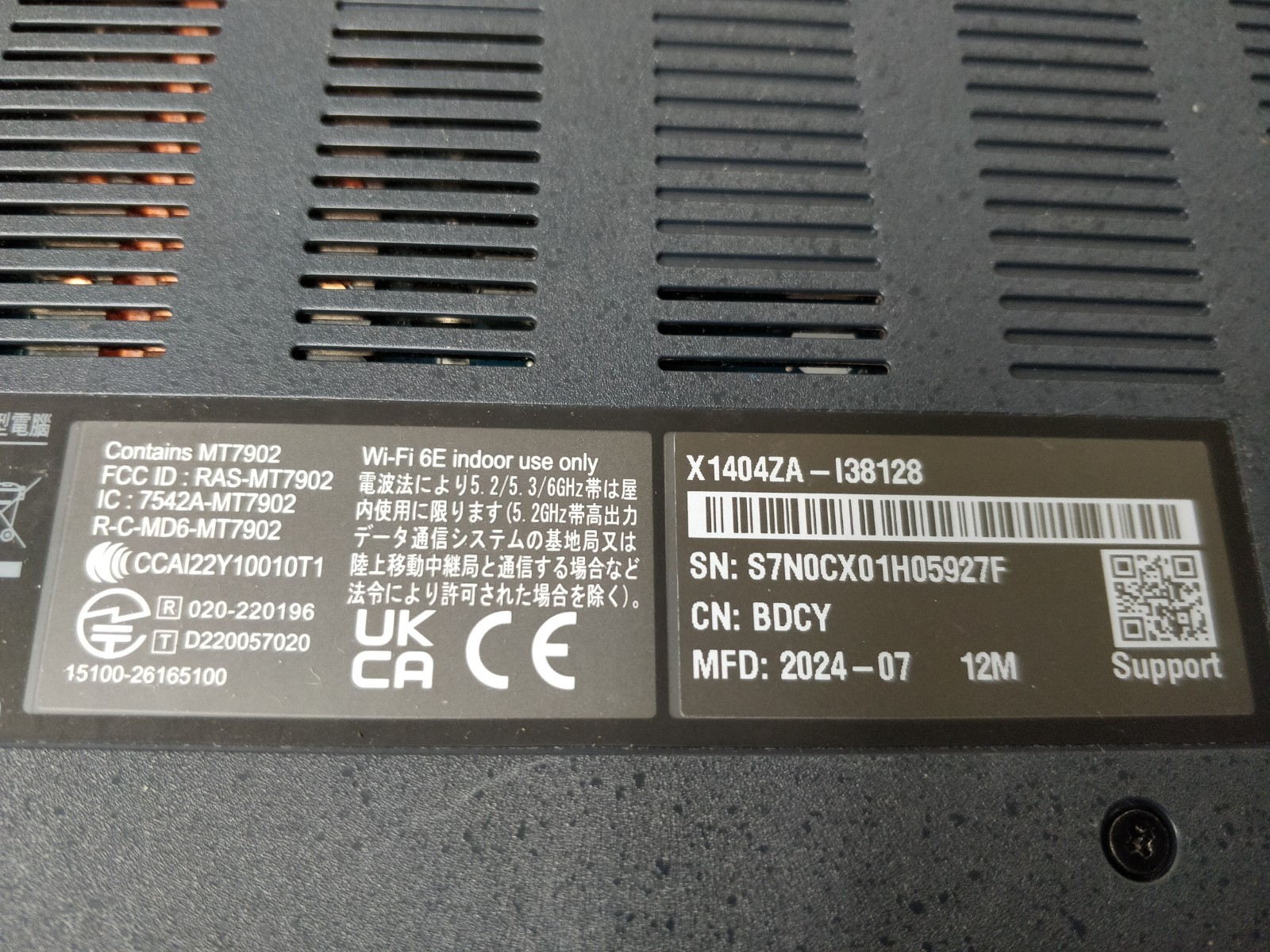 Asus Vivobook X1404Z INTEL CORE I3-1215U@1.20GHz 8GB RAM NO DRIVE PARTS 8832