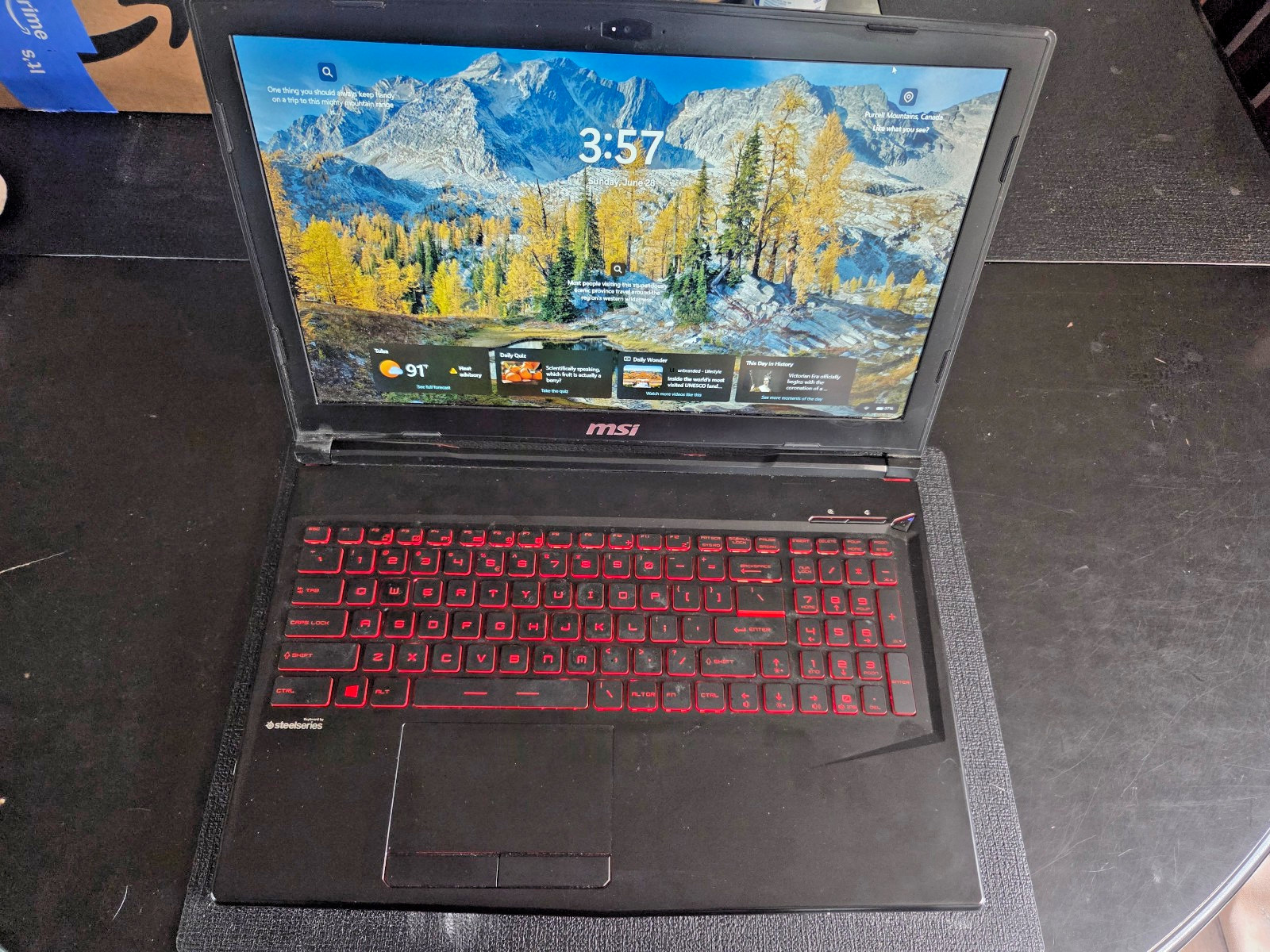 MSI GL63 8RD-210, i7-8750H, 8 GB, Win11 Pro, 256GB SSD+1TB, nVIDIA GTX 1050Ti