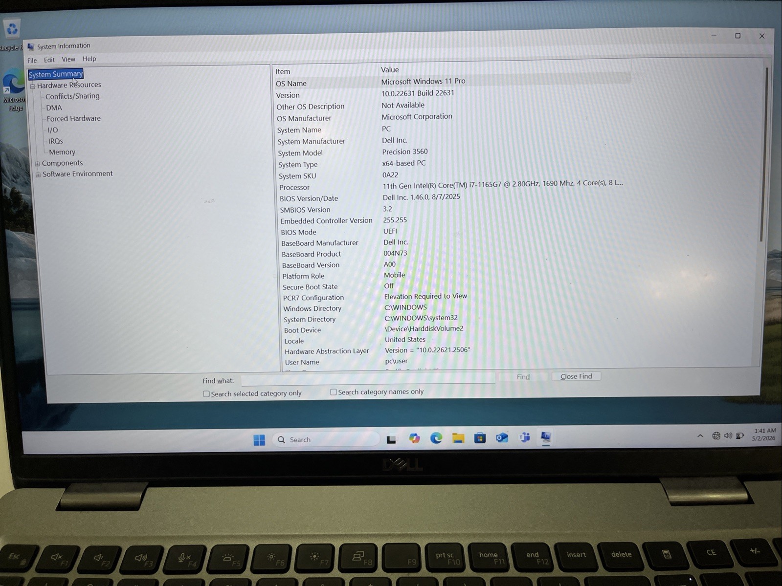Dell Precision 3560 15.6″ Laptop Intel i7-1165G7 32GB RAM NVidia T500 256 GB SSD