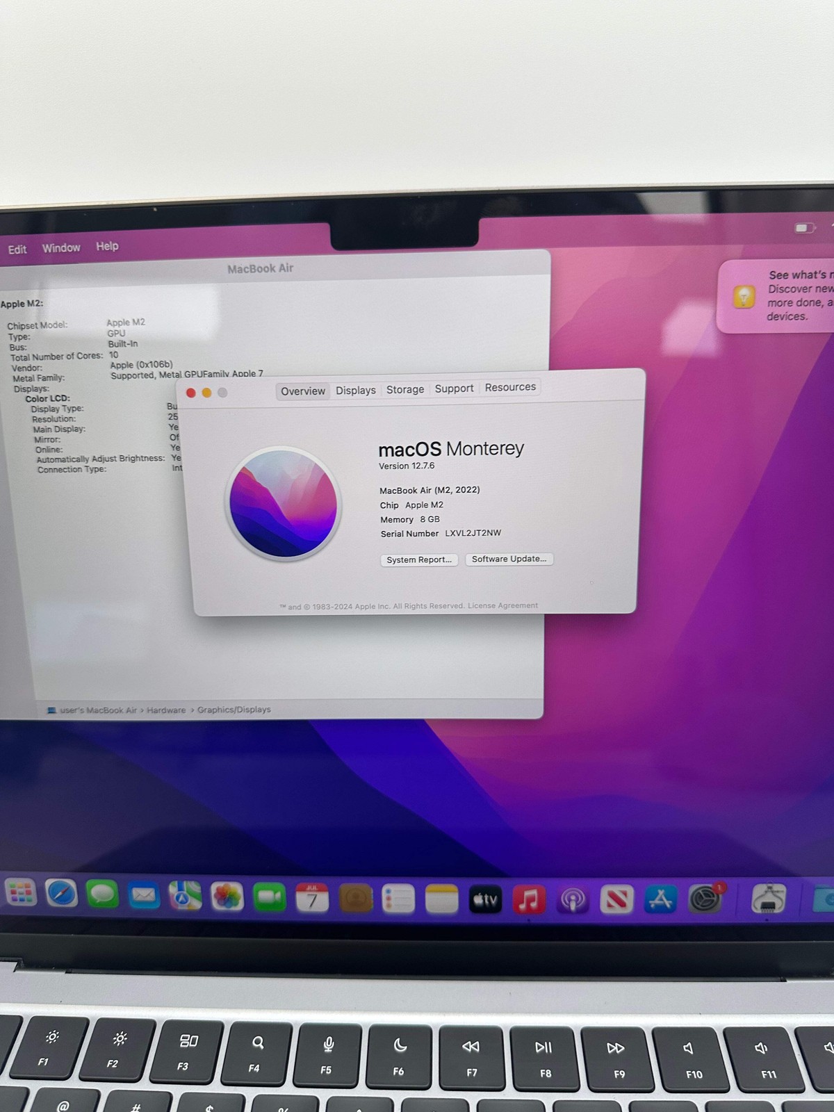Apple MacBook Air 13-inch M2 A2681 2023 Laptop 8GB RAM 500GB Space Gray Used – B