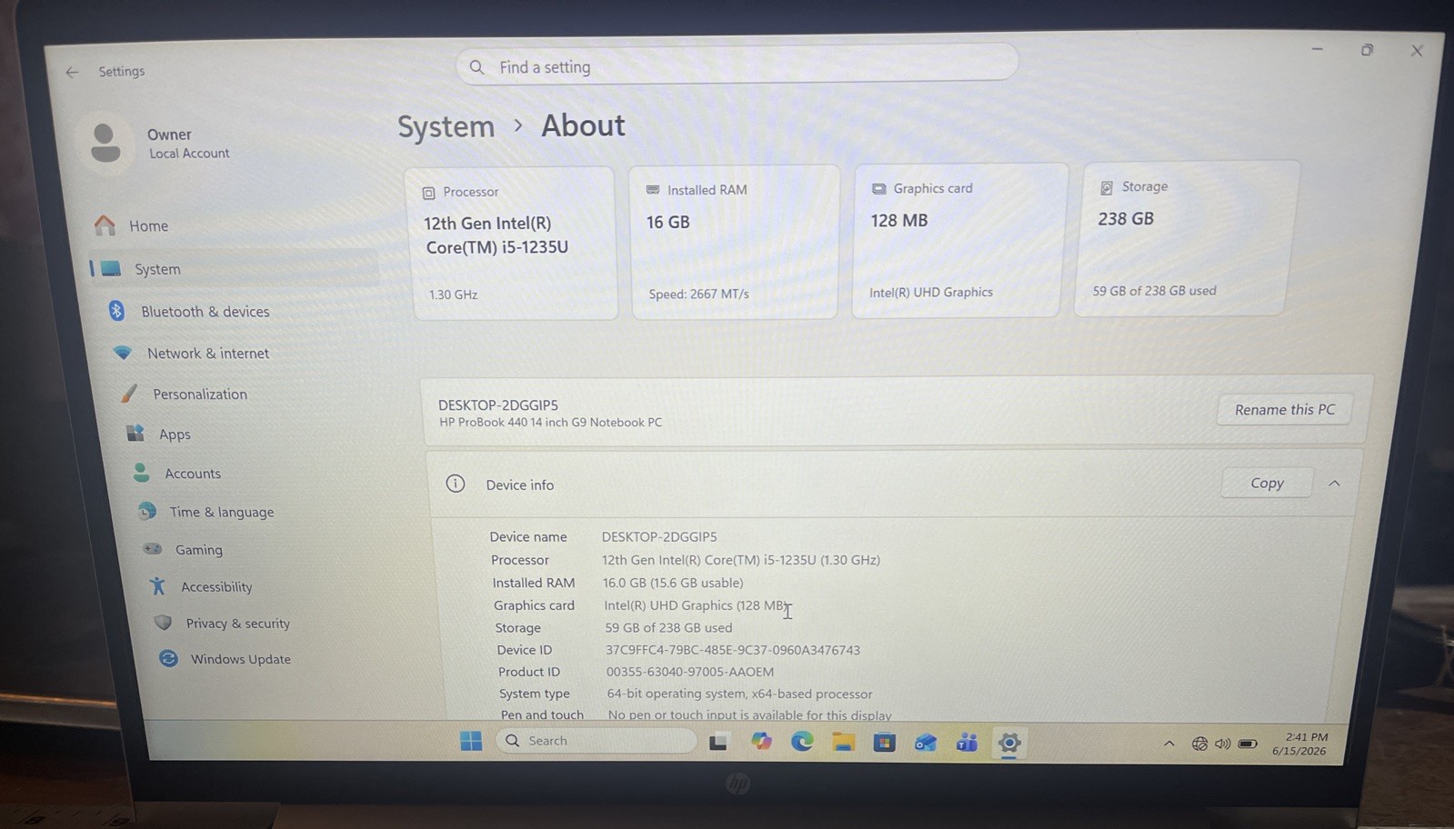 HP ProBook 440 G9 14″ i5-1235U@1.3GHz, 16GB RAM, 256GB M2, Win 11 Pro