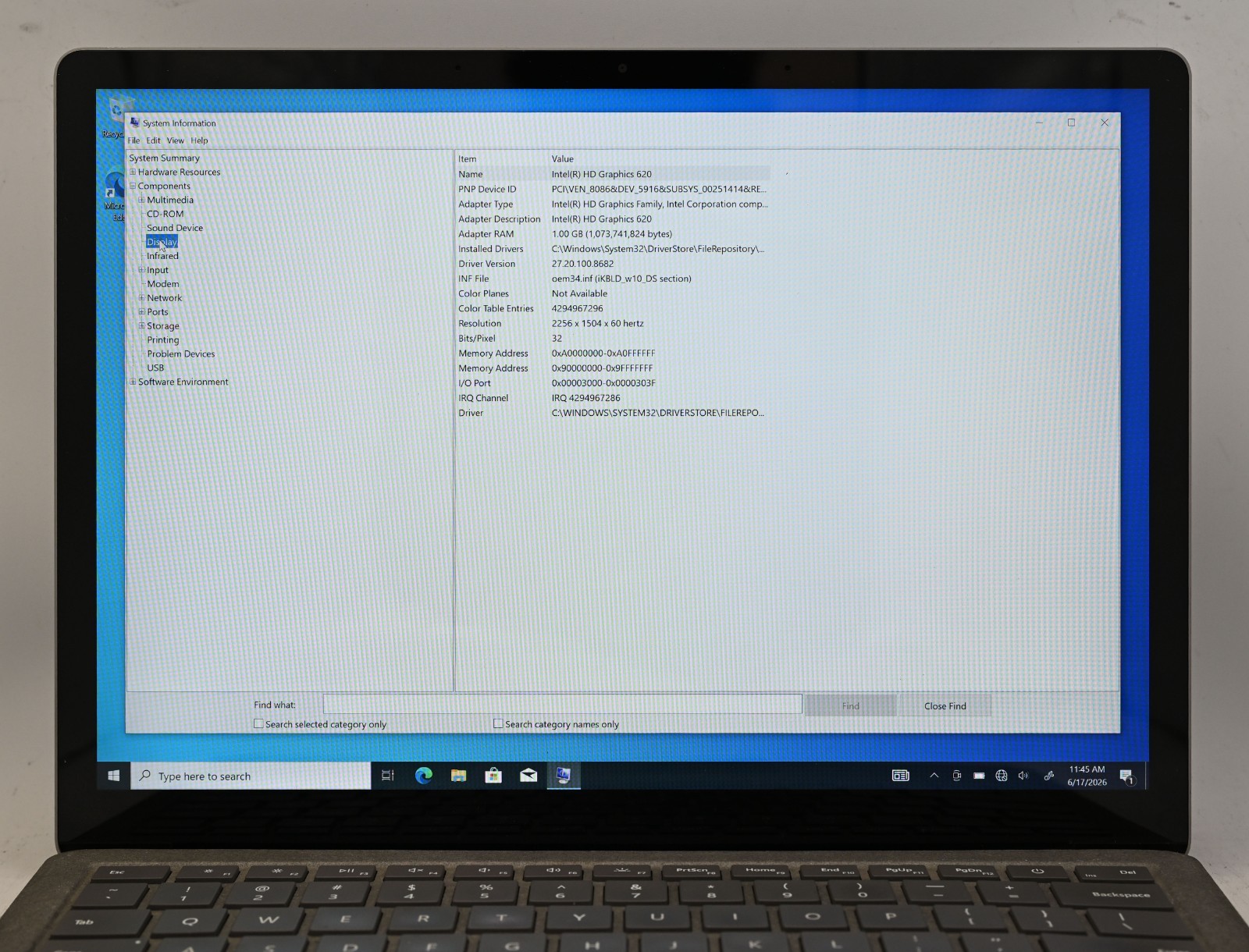 Microsoft Surface Laptop 1769 i5-7200u 2.5GHz 8GB RAM 256GB SSD
