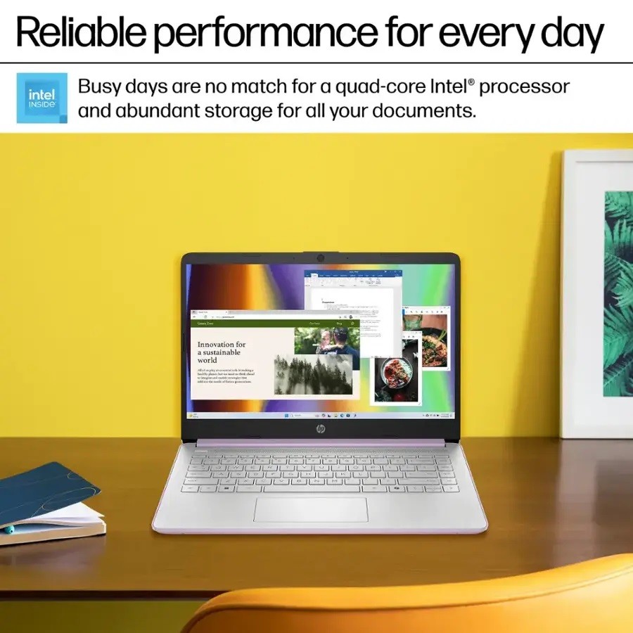 HP 14″ HD Laptop computer 3.6GHz Intel Processor N150, Up To 16GB RAM 384GB US