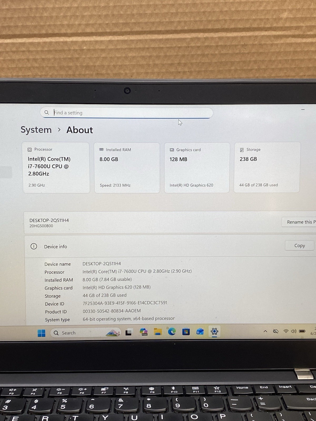 Lenovo ThinkPad T470s Core i7-7600U @ 2.80GHz 8GB RAM 256GB SSD Windows 11 Pro.