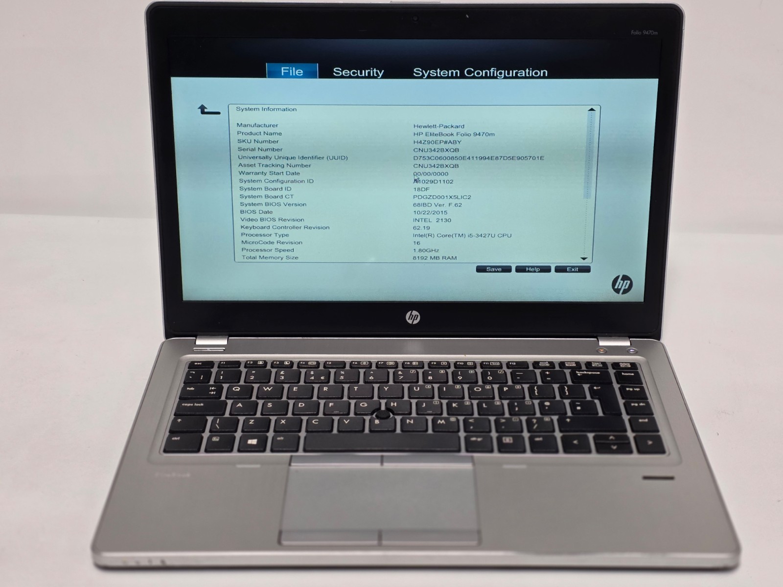 HP ELITEBOOK FOLIO 9470M 14″i5-3427U 8GB 128GB SSD + 500GB FAULTY KEYBOARD