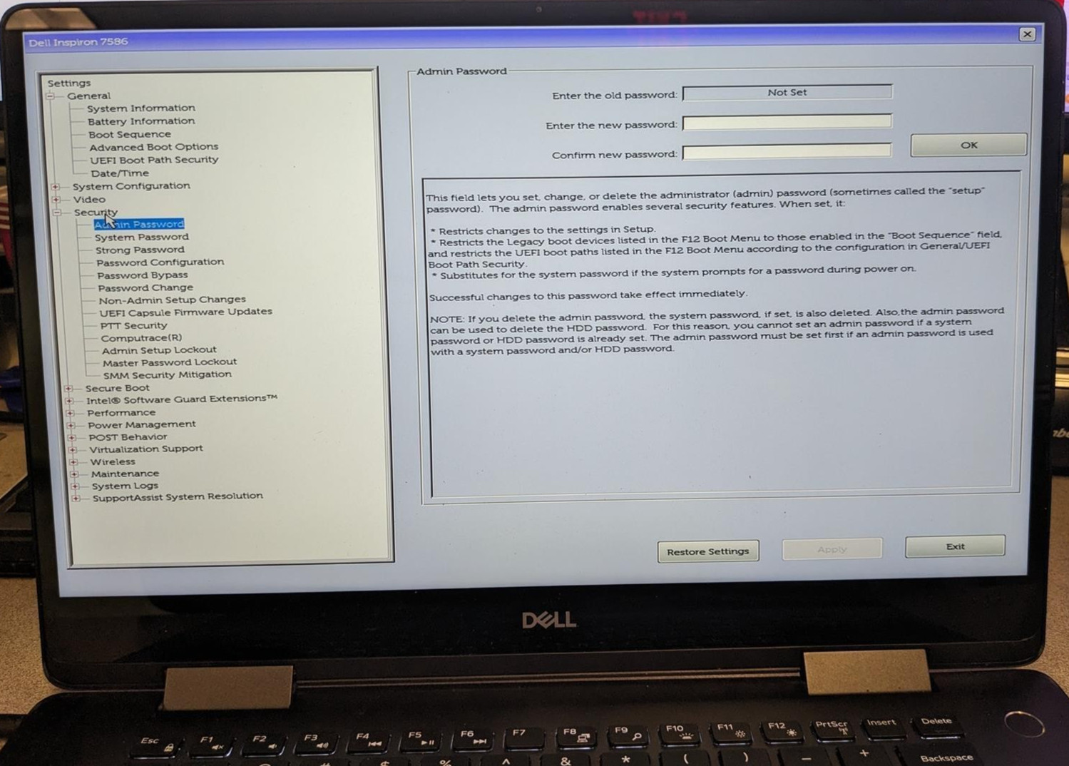 DELL INSPIRON 7586 2-IN-1 i7-8565U @ 1.80GHz, 8GB RAM, NO HDD/OS