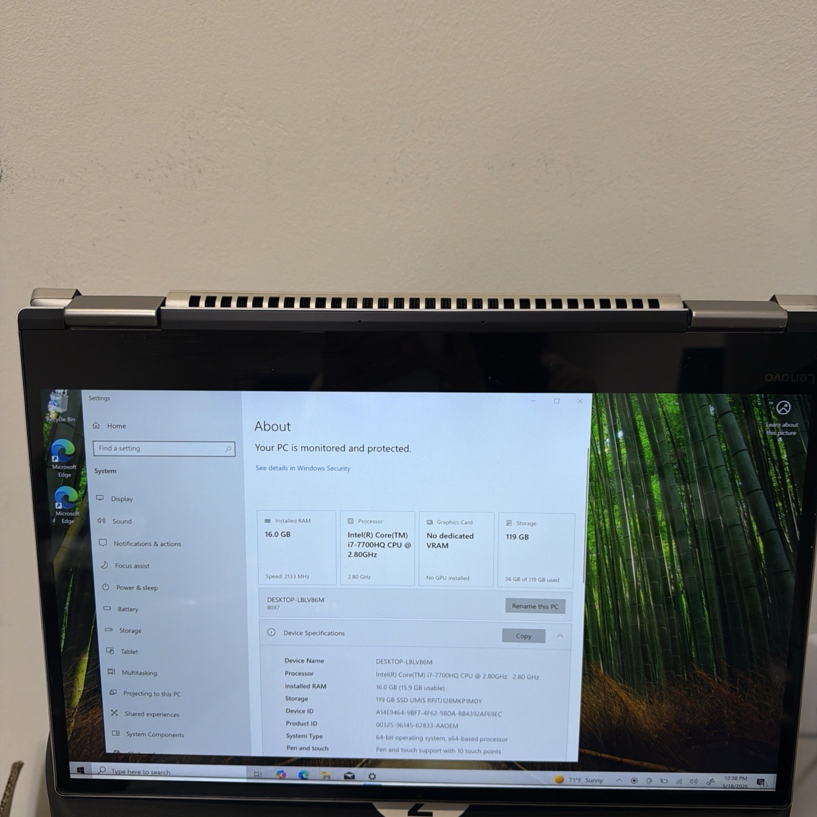 Broken Lenovo Yoga 720-15IKB 15″ i7-7700HQ 16GB 128gb PARTS ONLY