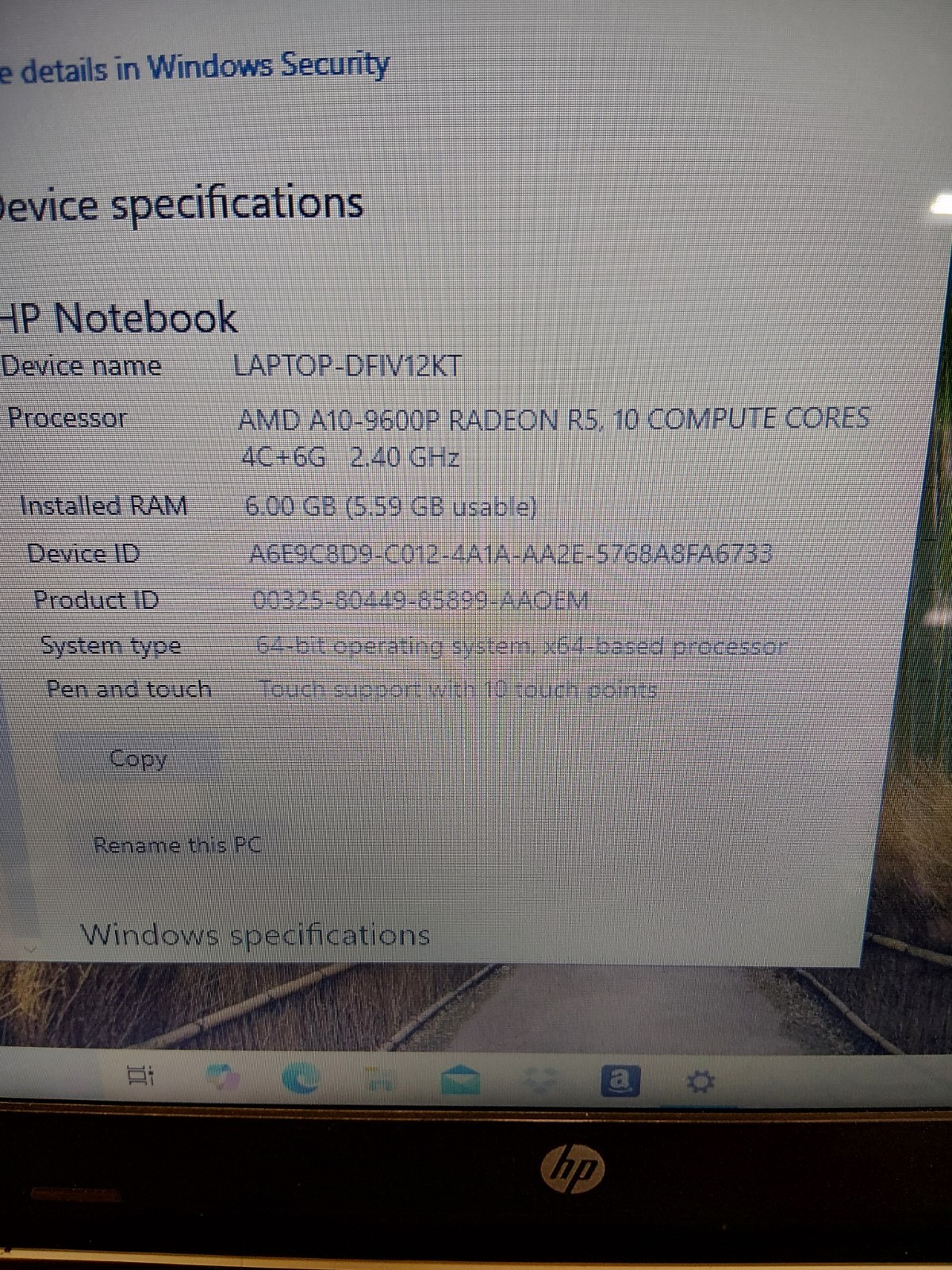 HP 15-ba079dx 15.6″ Touch AMD A10-9600p Radeon R5 6GB RAM #740 FREE SHIPPING