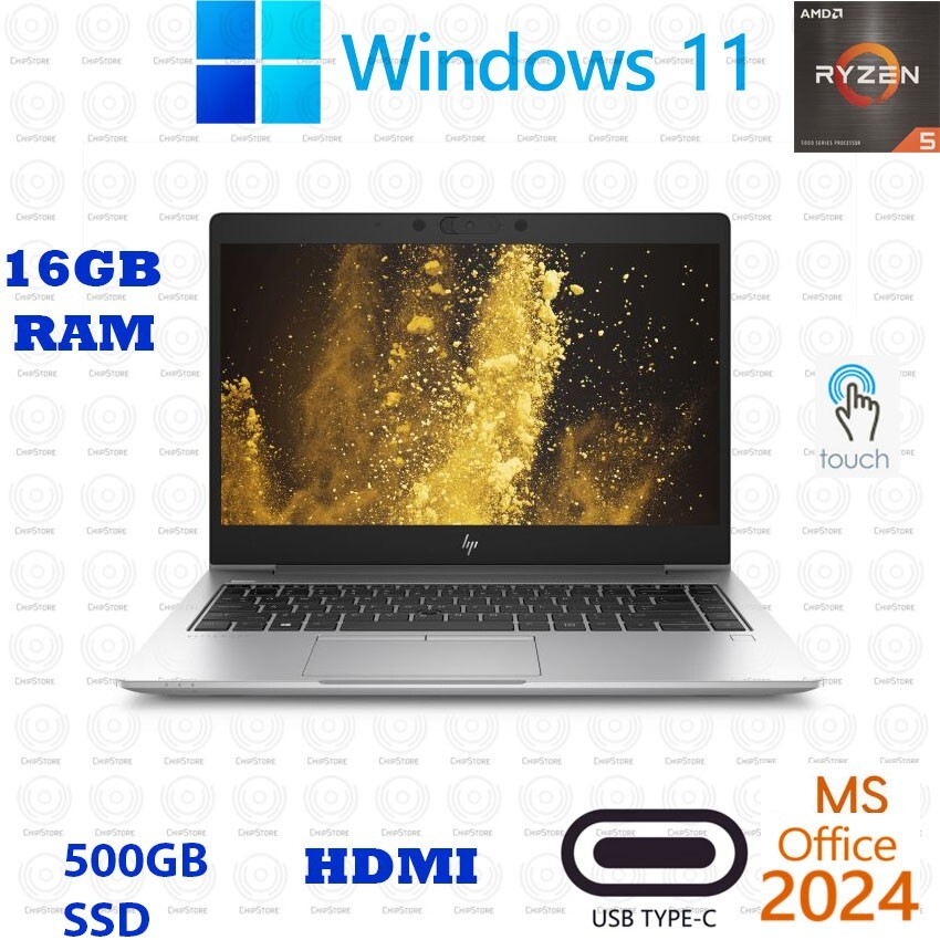 HP ELITEBOOK 745 G6 14″ TOUCH AMD Ryzen 5 16GB RAM 512GB NVME SSD Win11 Office24