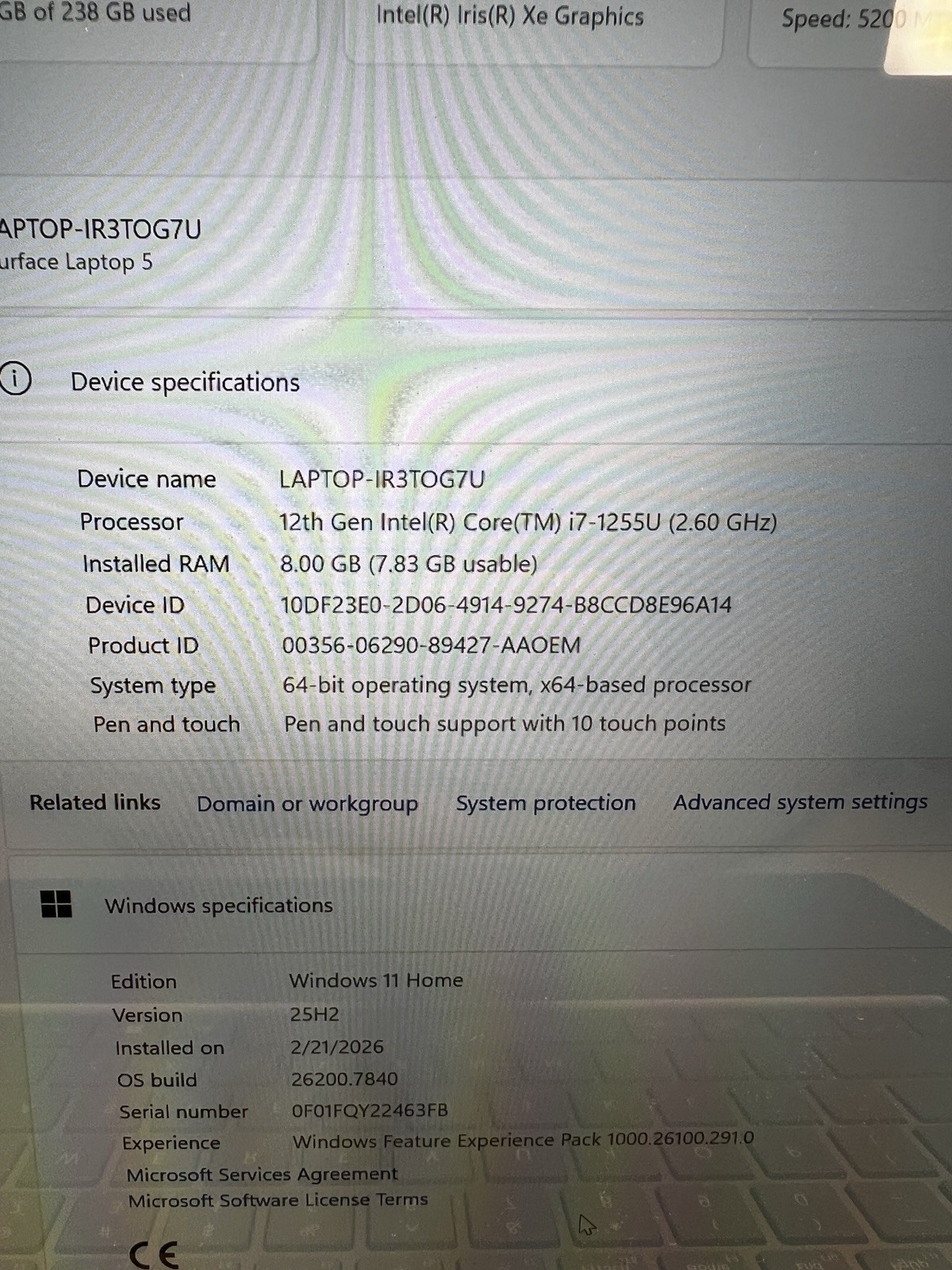 Microsoft Surface Laptop 5 15″ (256GB SSD, Intel Core i7 12th Gen. (READ)