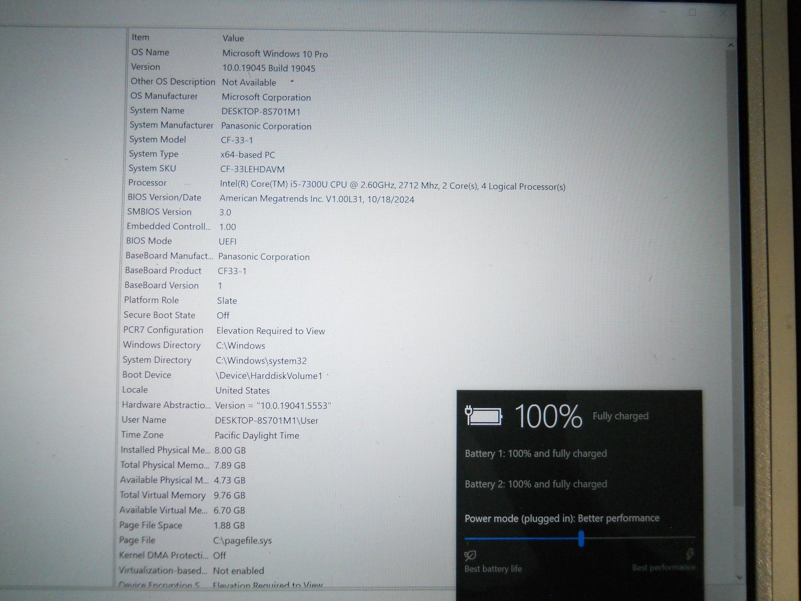2050 Hrs Panasonic Toughbook CF-33 Mk1 12″ i5 7300U 8GB 512GB LTE Windows 10