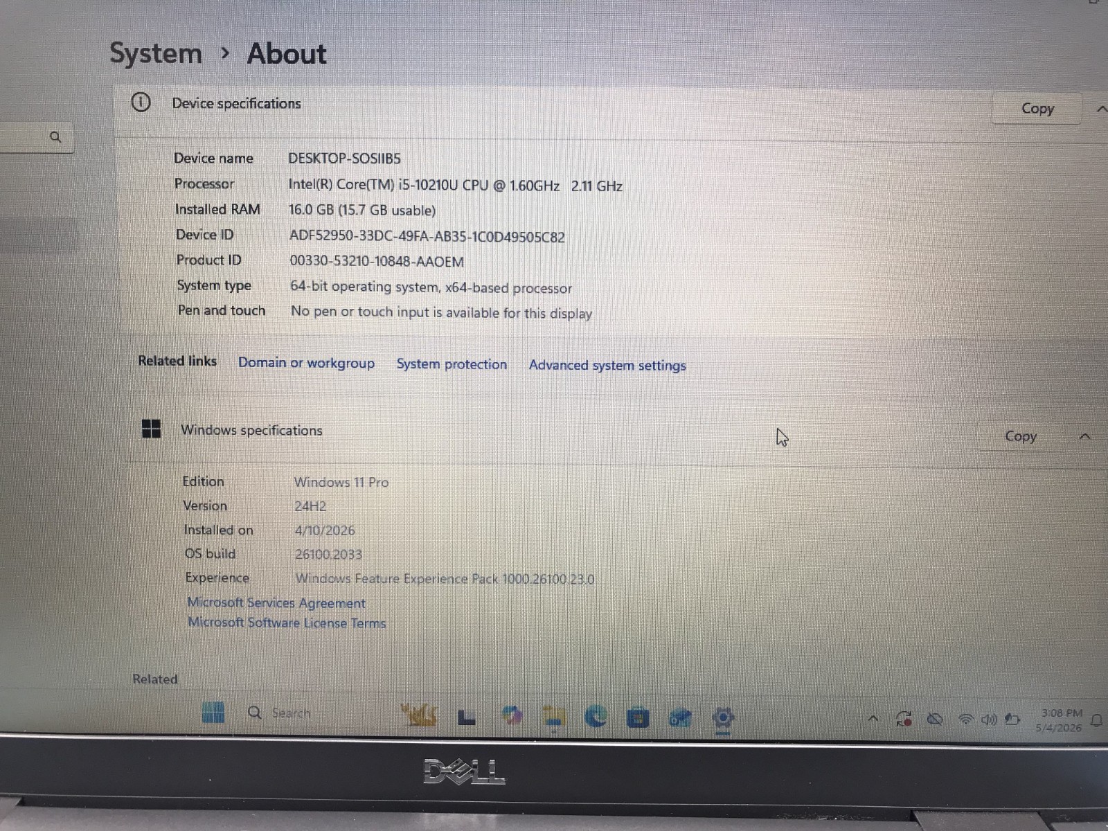 DELL LATITUDE 7310 13.3″ Core i5-10210U 1.60GHZ 16GB RAM 512GB SSD Windows 11