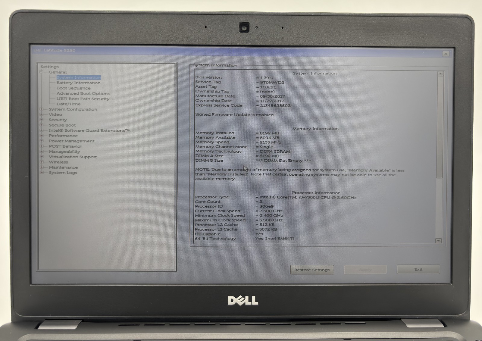 Dell LATITUDE 5280 Laptop i5-7th 2.60GHz 8GB RAM 128GB SSD WIN11 Cellular *READ*