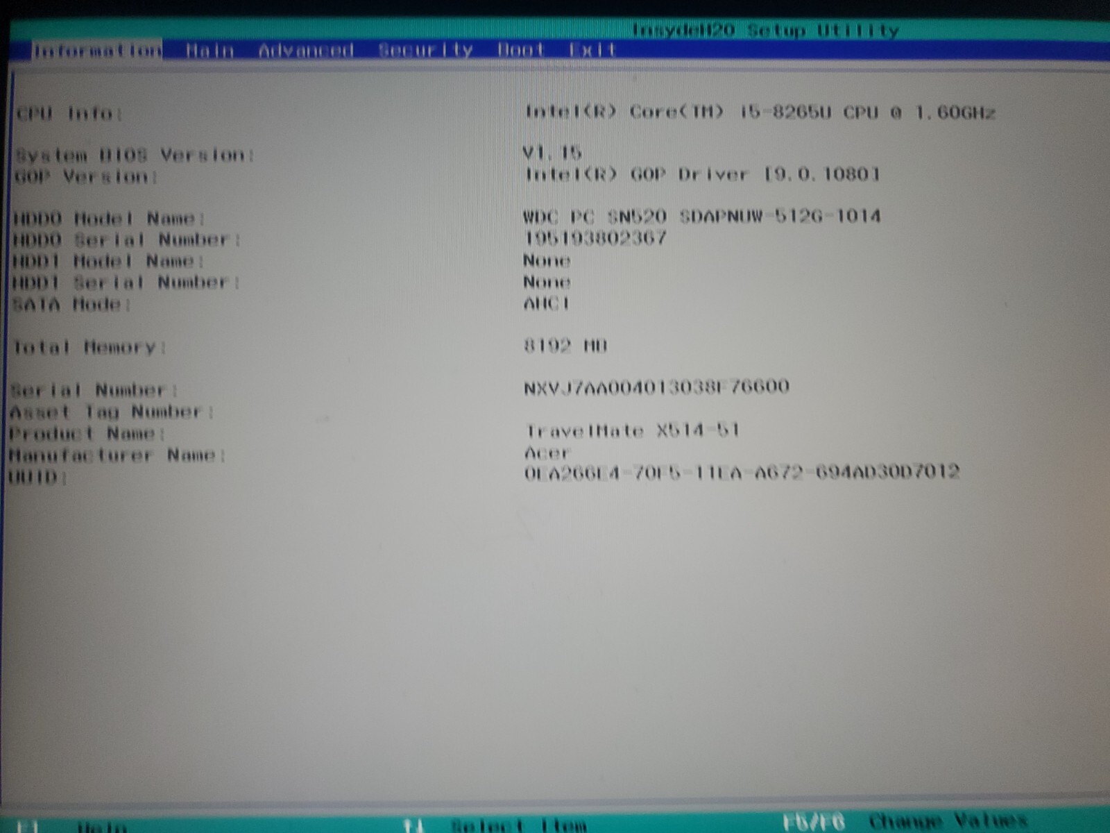 Acer TravelMate X514-51 series Intel Core i5-8250U 8gb Mem, 475gb